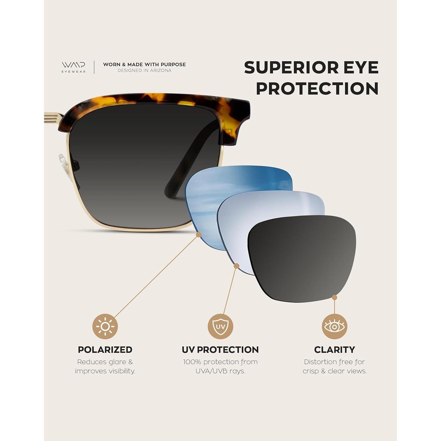 Gafas de Sol Polarizadas WearMe Pro Unisex Tortuga Lente Negra