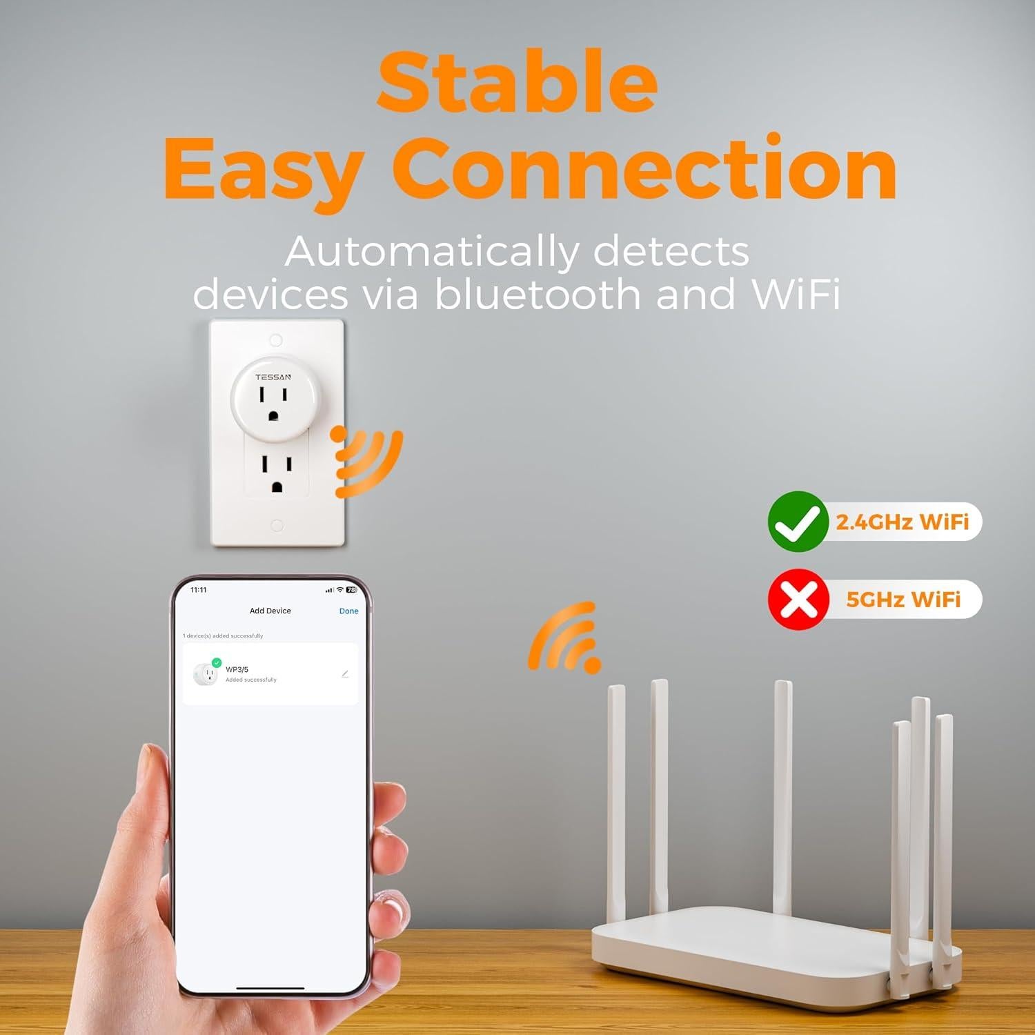 Enchufe Inteligente TESSAN WiFi Control Remoto 4.8cm