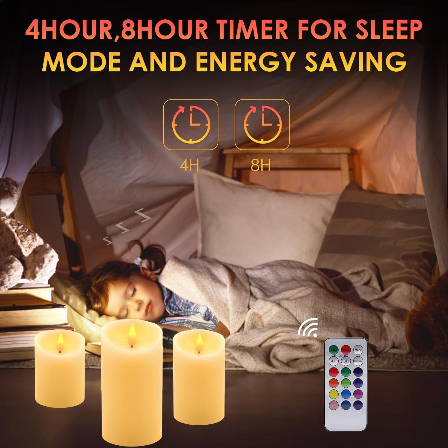 Velas LED Sin Llama ALED 3 Piezas Cera Real Control Remoto