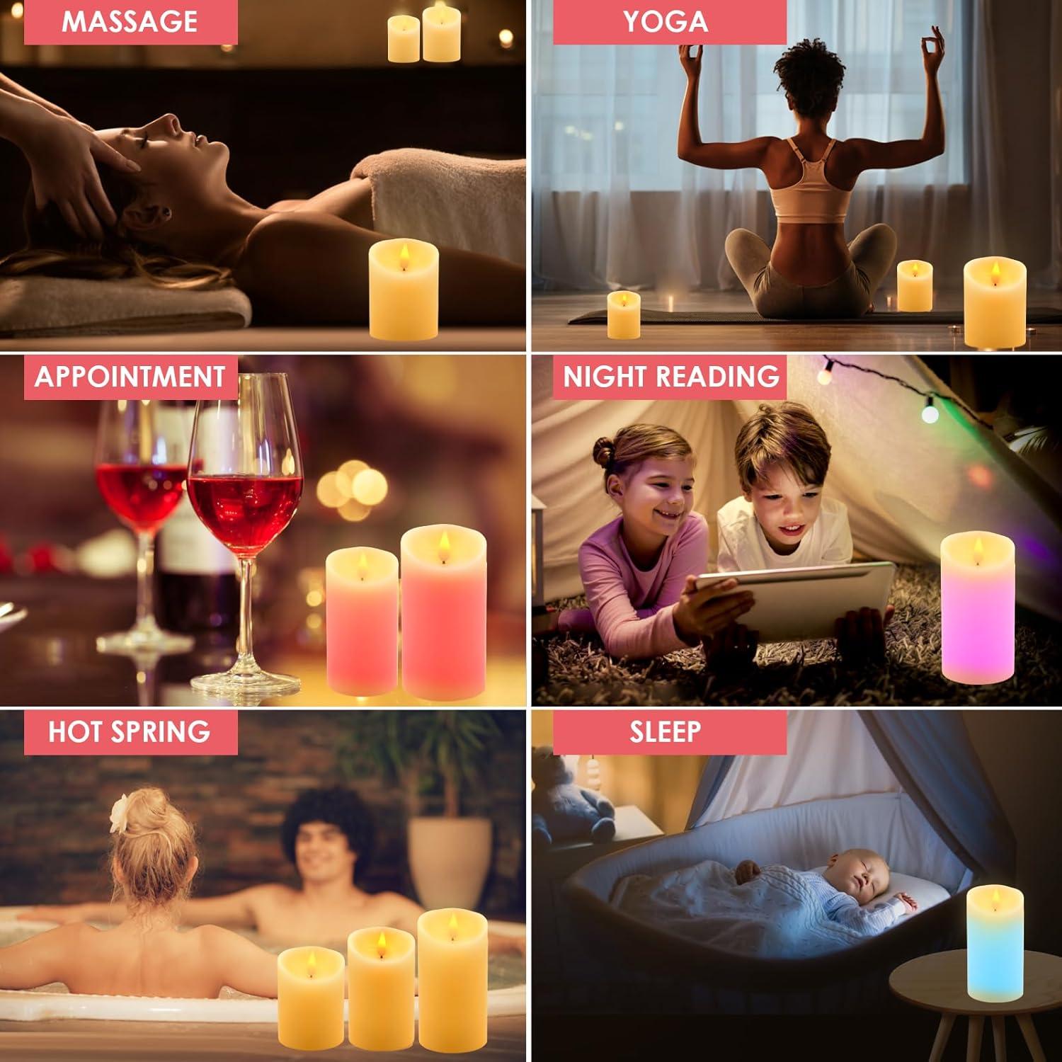 Velas LED Sin Llama ALED 3 Piezas Cera Real Control Remoto