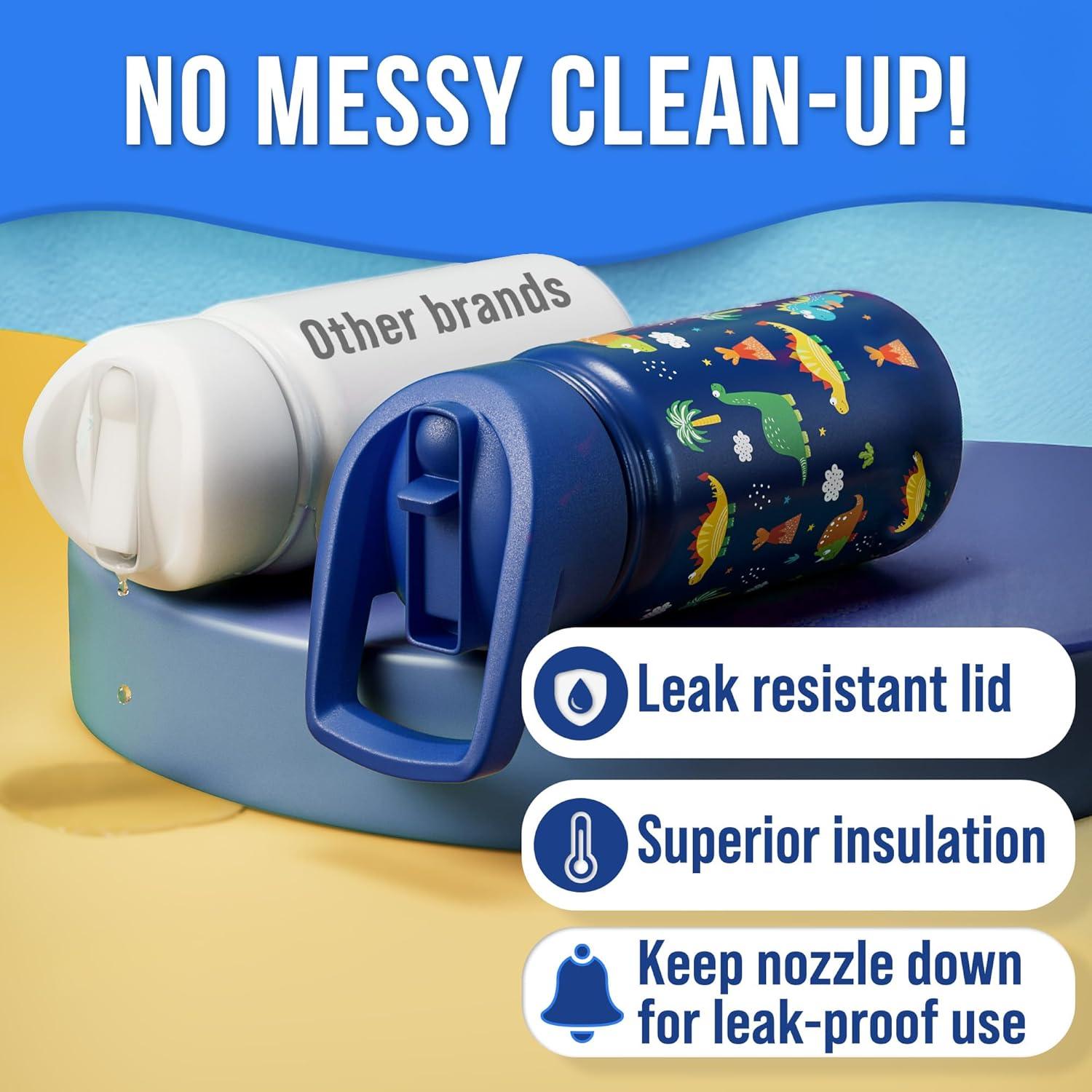 Botella de Agua Klevly 0.4L Dinosaurio con Pajilla