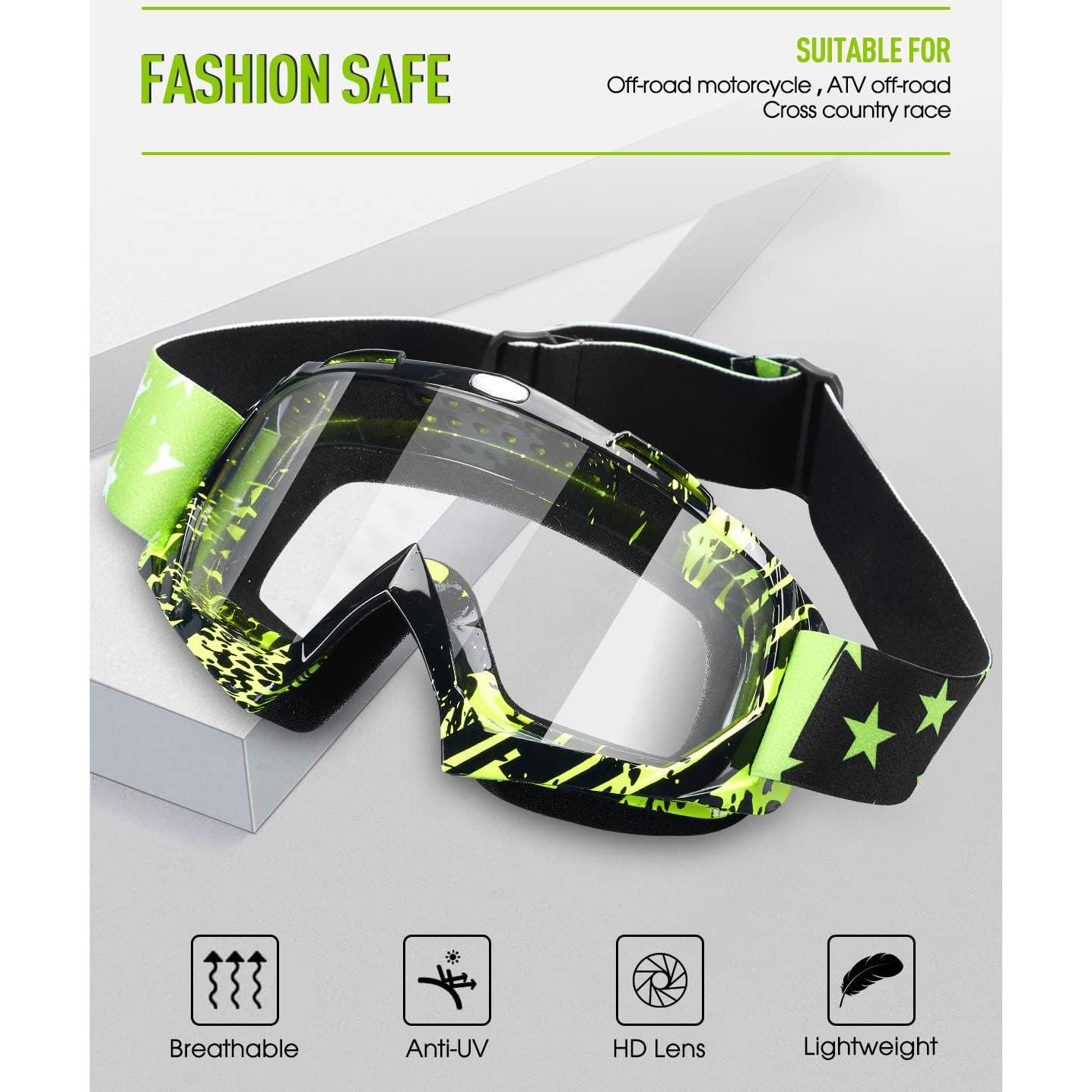 Gafas de Motocross y Esquí Anti-Vaho - Marca Sin Especificar - Negro Verde