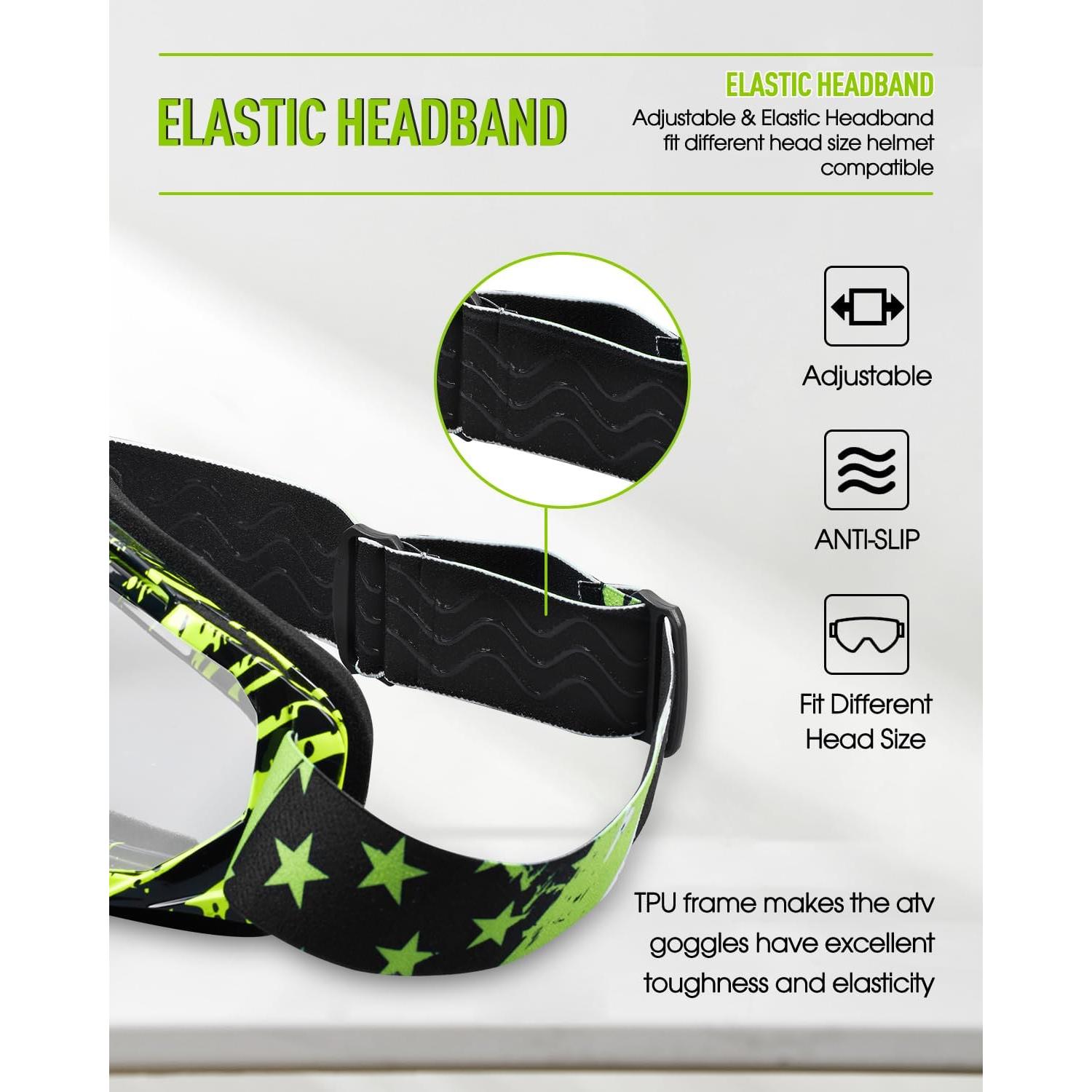 Gafas de Motocross y Esquí Anti-Vaho - Marca Sin Especificar - Negro Verde