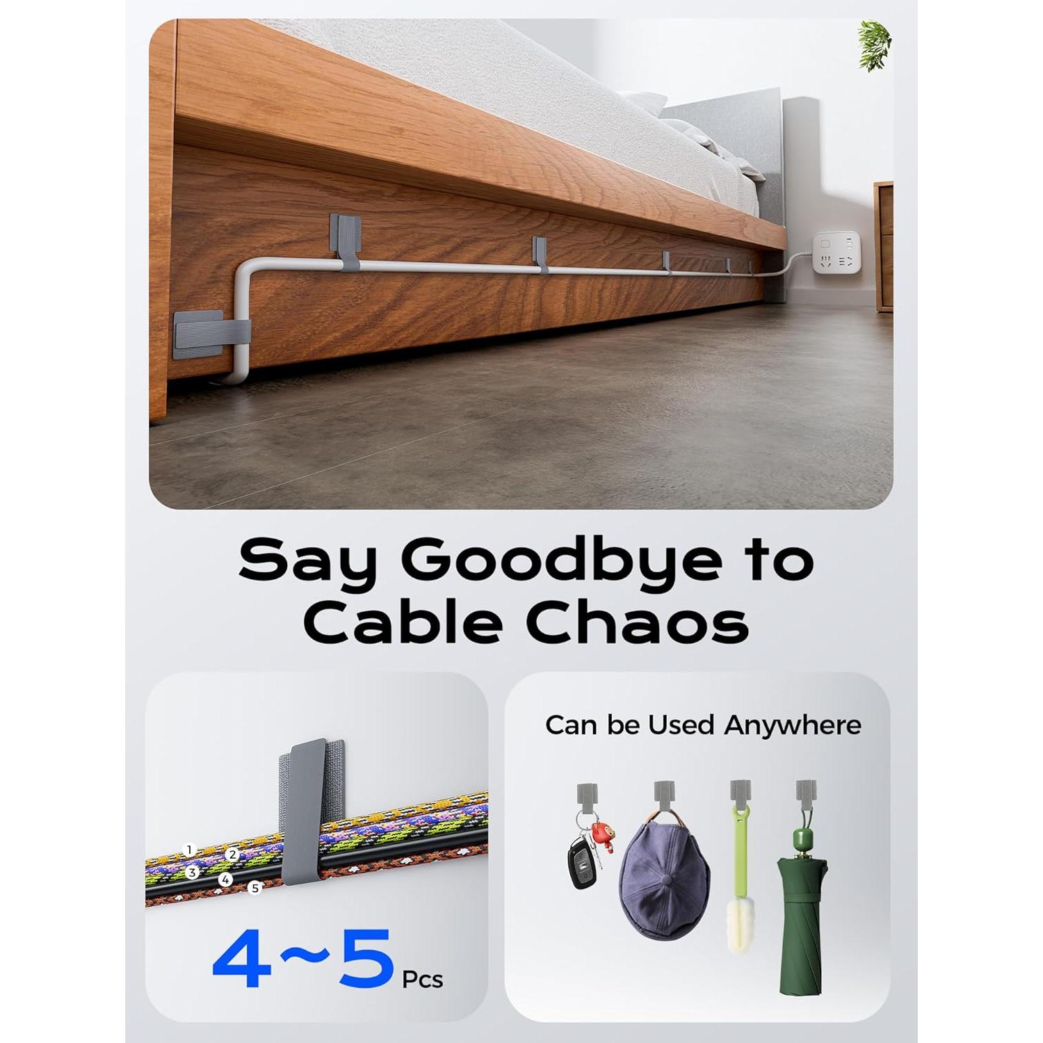 100 Sujetadores de Cable Adhesivos Gliship Gris 9.14x3.05cm