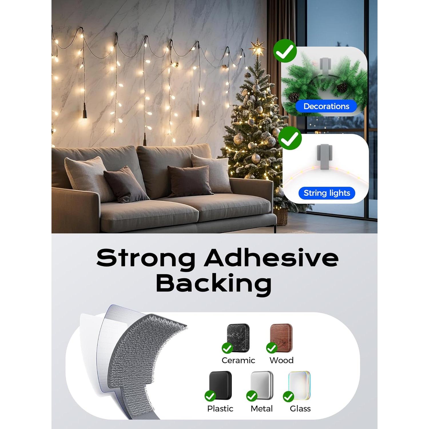 100 Sujetadores de Cable Adhesivos Gliship Gris 9.14x3.05cm