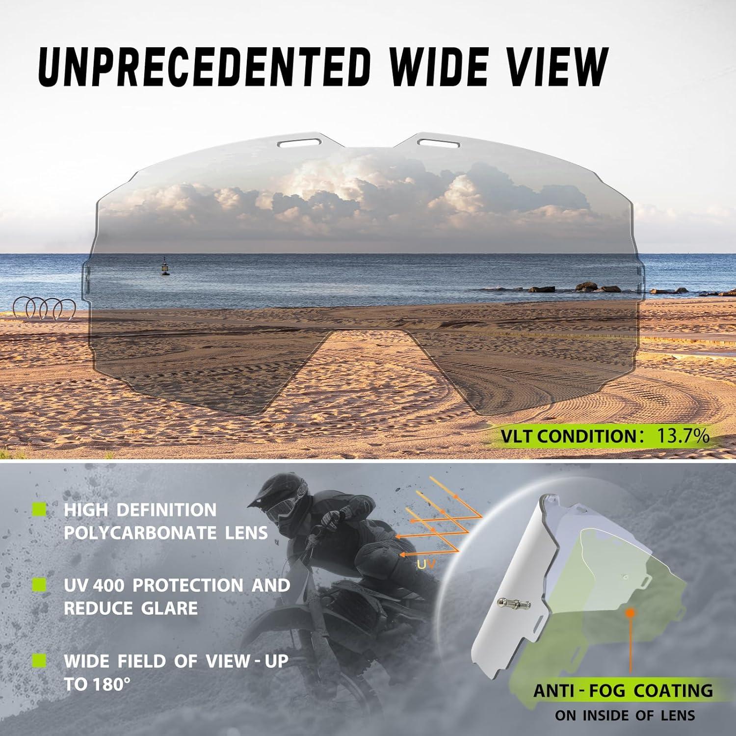 Gafas de Motocross VOZAPOW Anti-Niebla Lente REVO Plateado