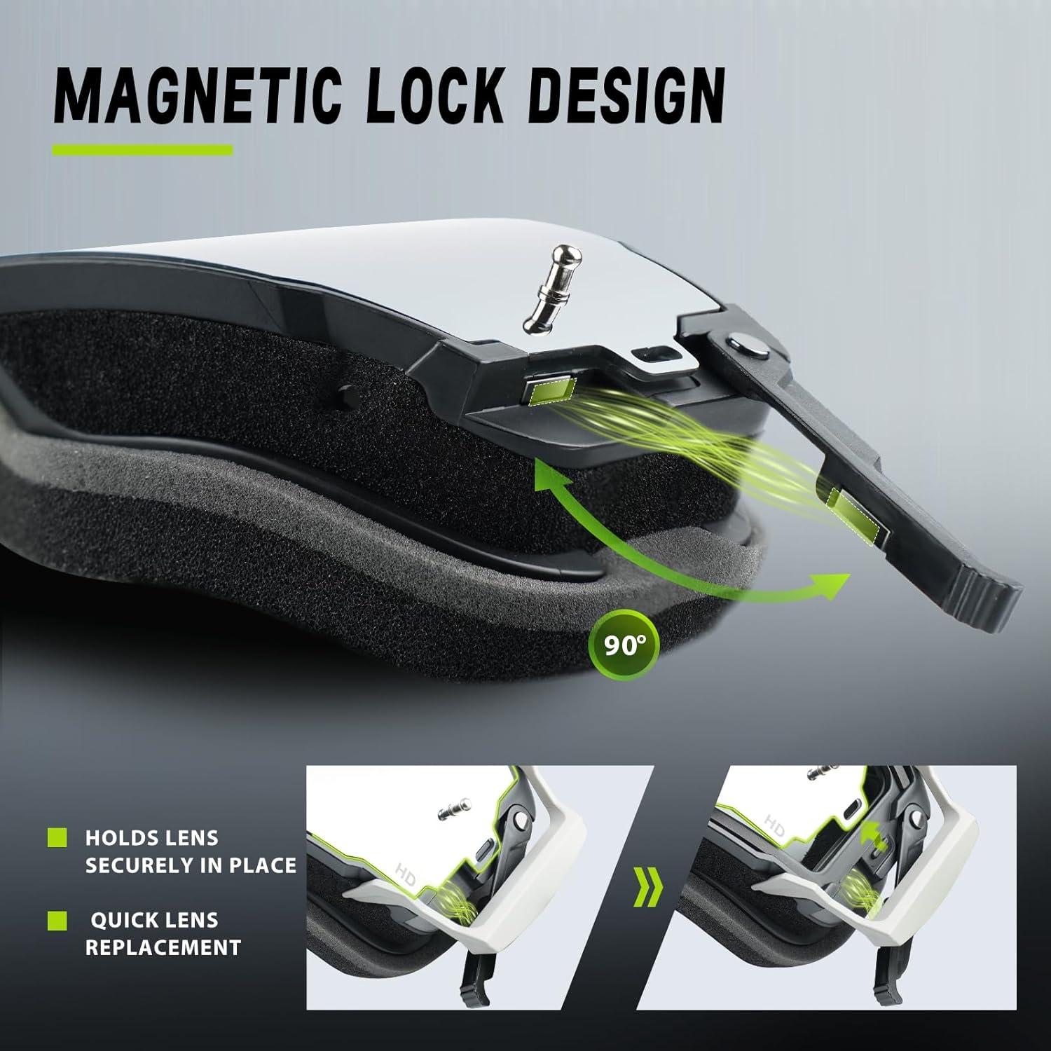 Gafas de Motocross VOZAPOW Anti-Niebla Lente REVO Plateado