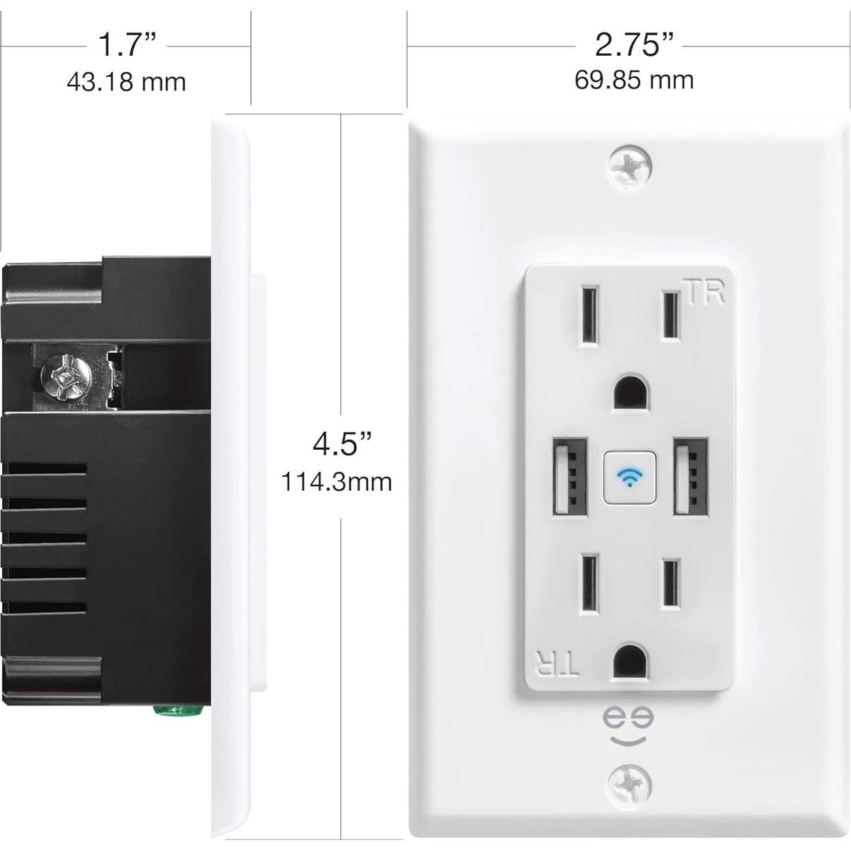 Cargador de pared Geeni 2 USB y tomacorrientes inteligentes