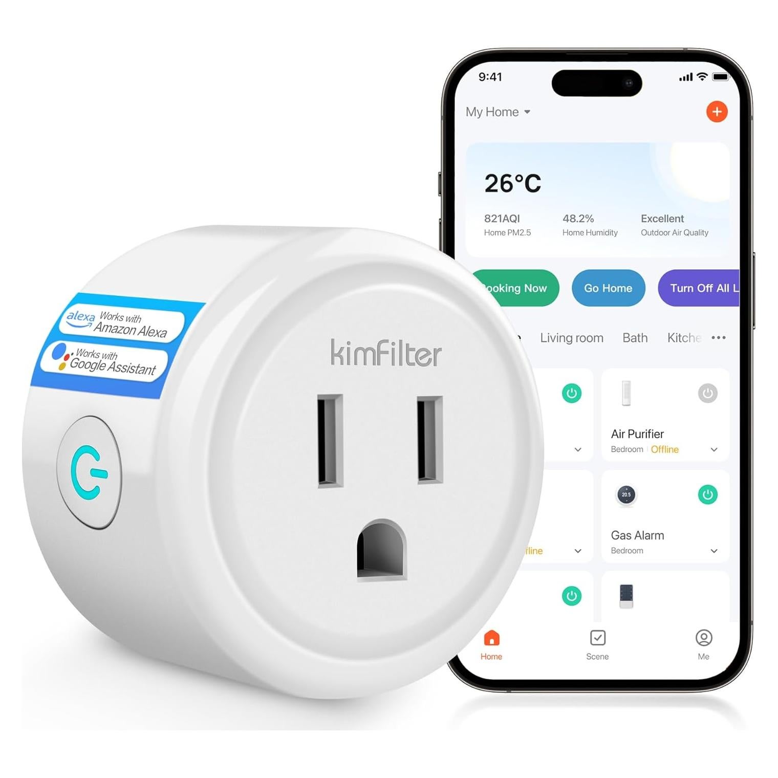 Enchufe Inteligente WiFi KimFilter 5.79cm Control por App