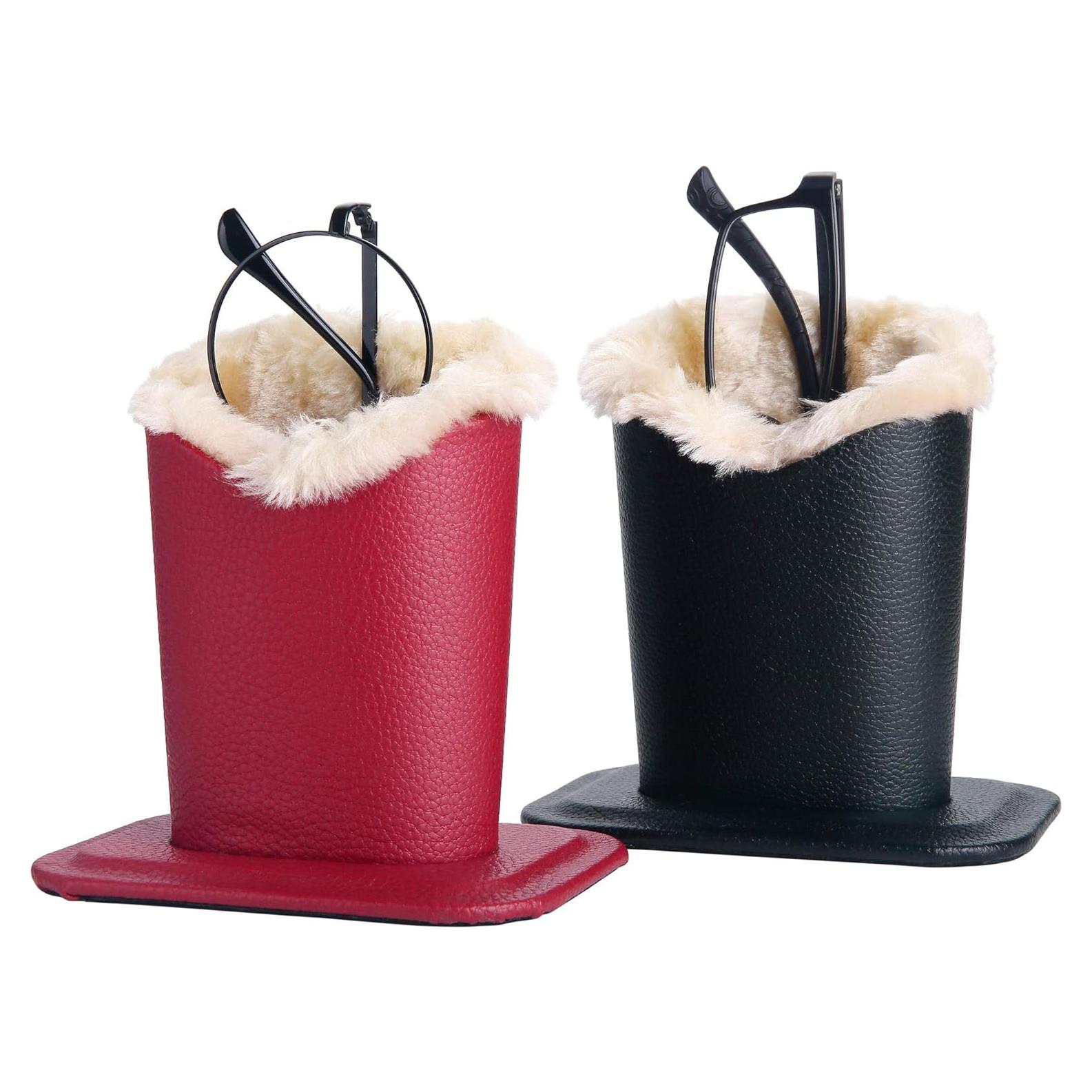 Soportes para Gafas Siveit 2 Piezas Cuero PU Negro Burdeos