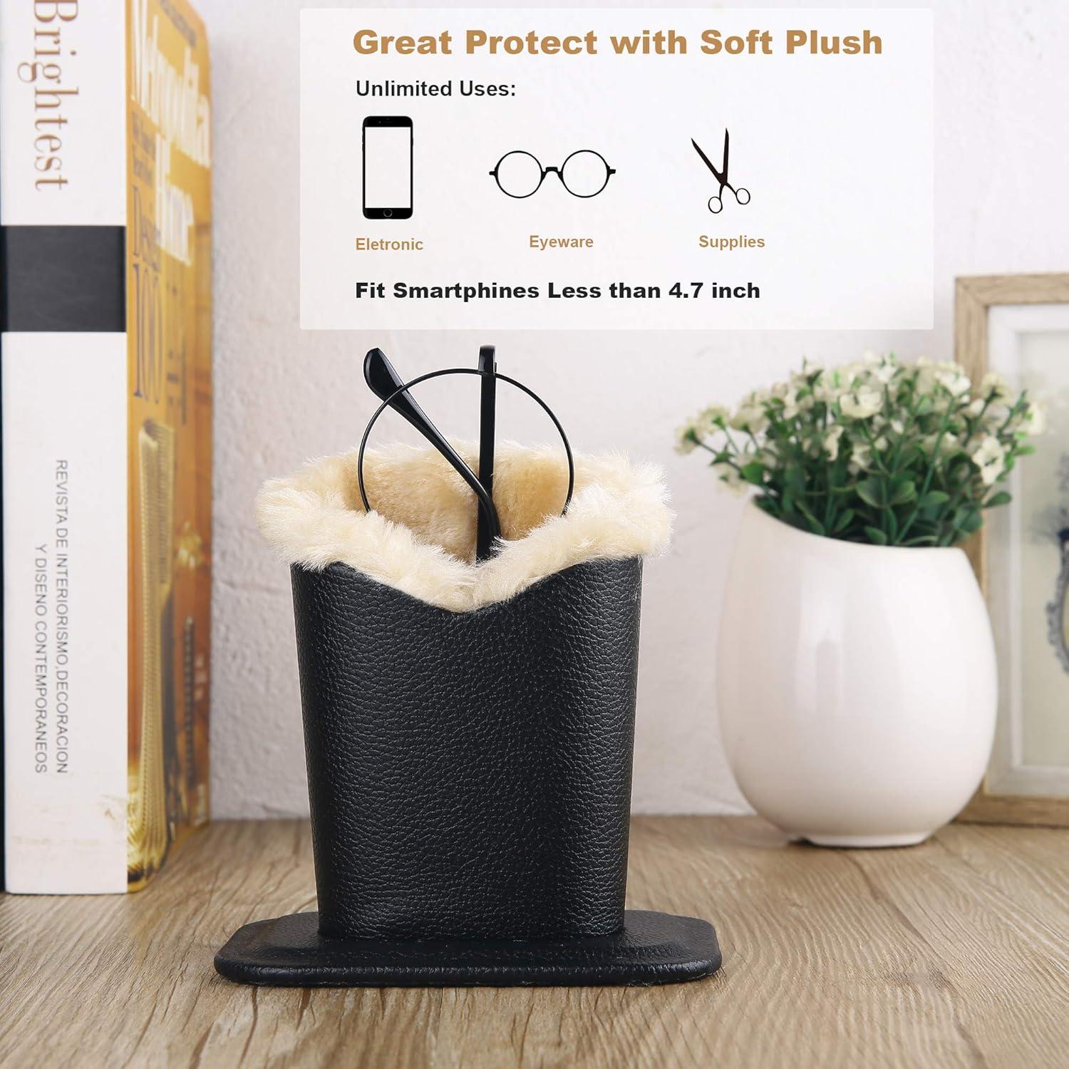 Soportes para Gafas Siveit 2 Piezas Cuero PU Negro Burdeos