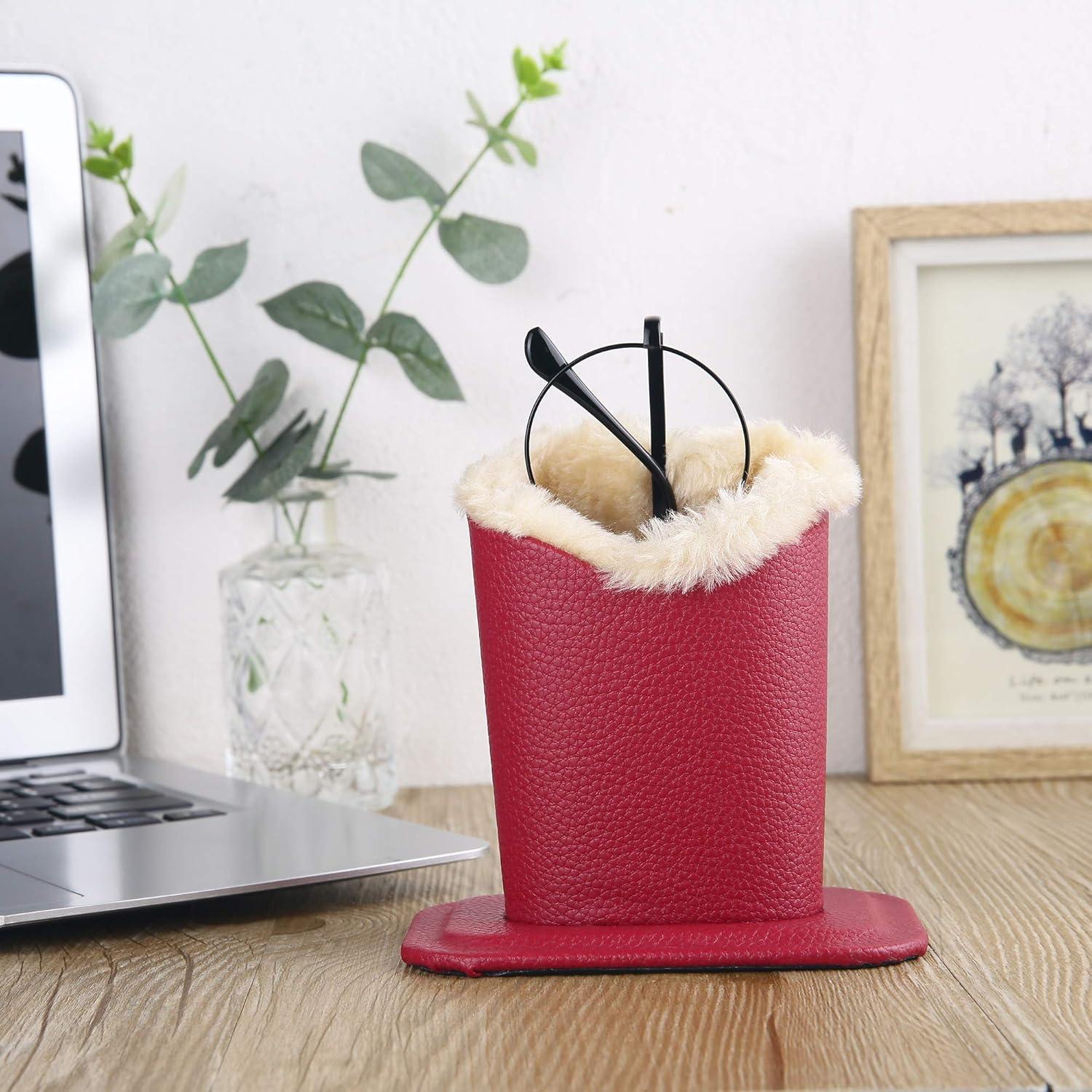 Soportes para Gafas Siveit 2 Piezas Cuero PU Negro Burdeos