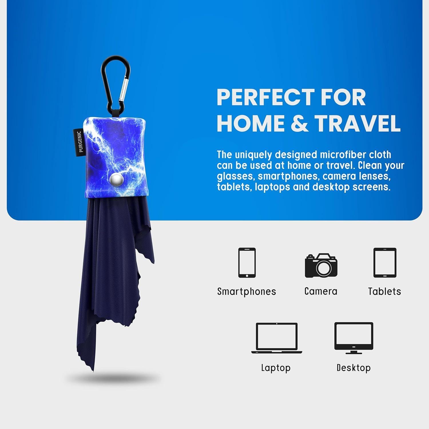 Paño de Microfibra Purgenic para Gafas y Pantallas - Azul