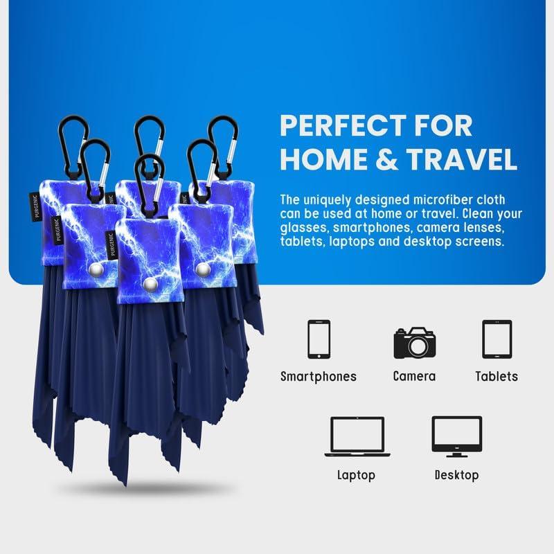 Paño de Microfibra Purgenic 6 Paquetes para Gafas Azul
