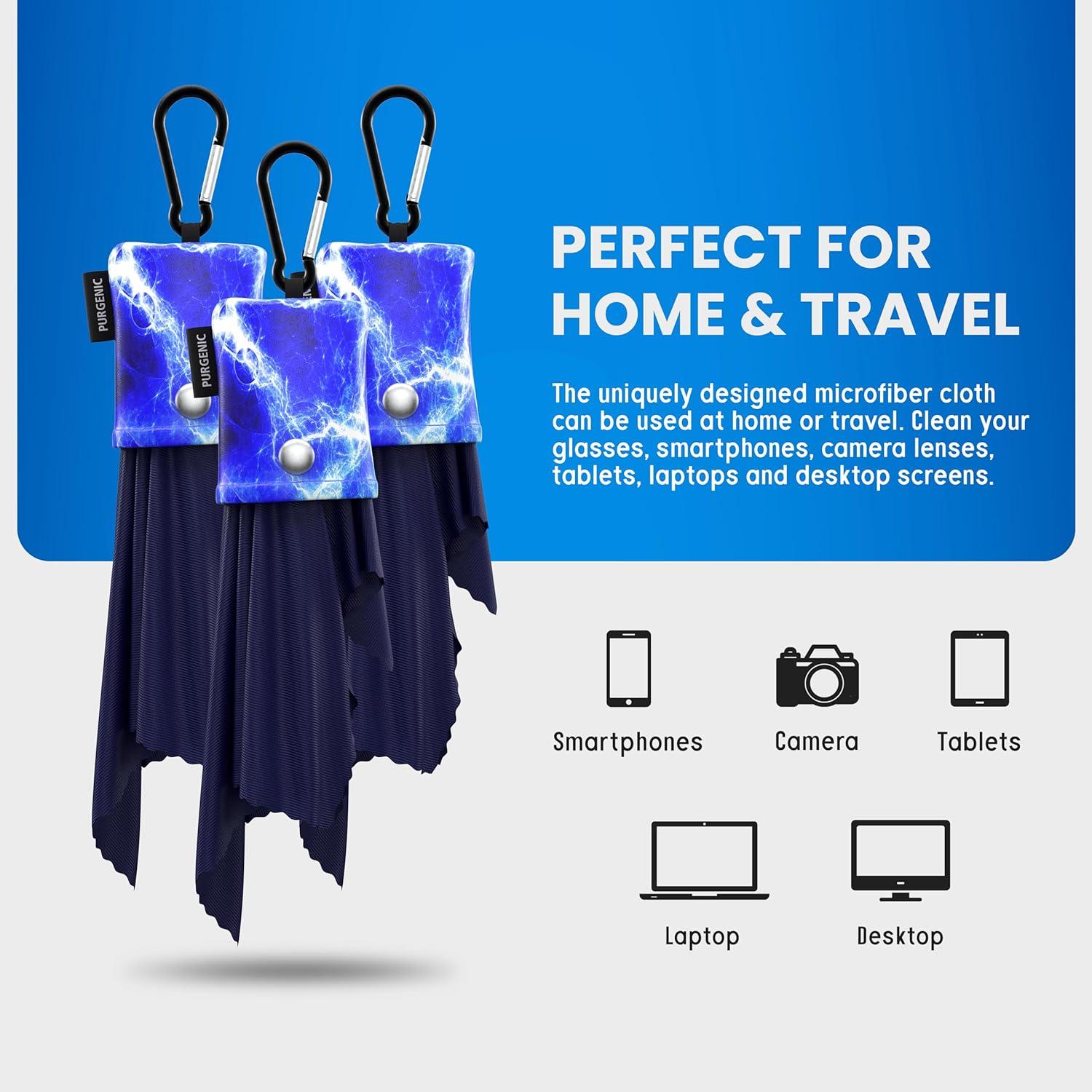 Paño de Microfibra Purgenic 3 Paquetes para Gafas Azul