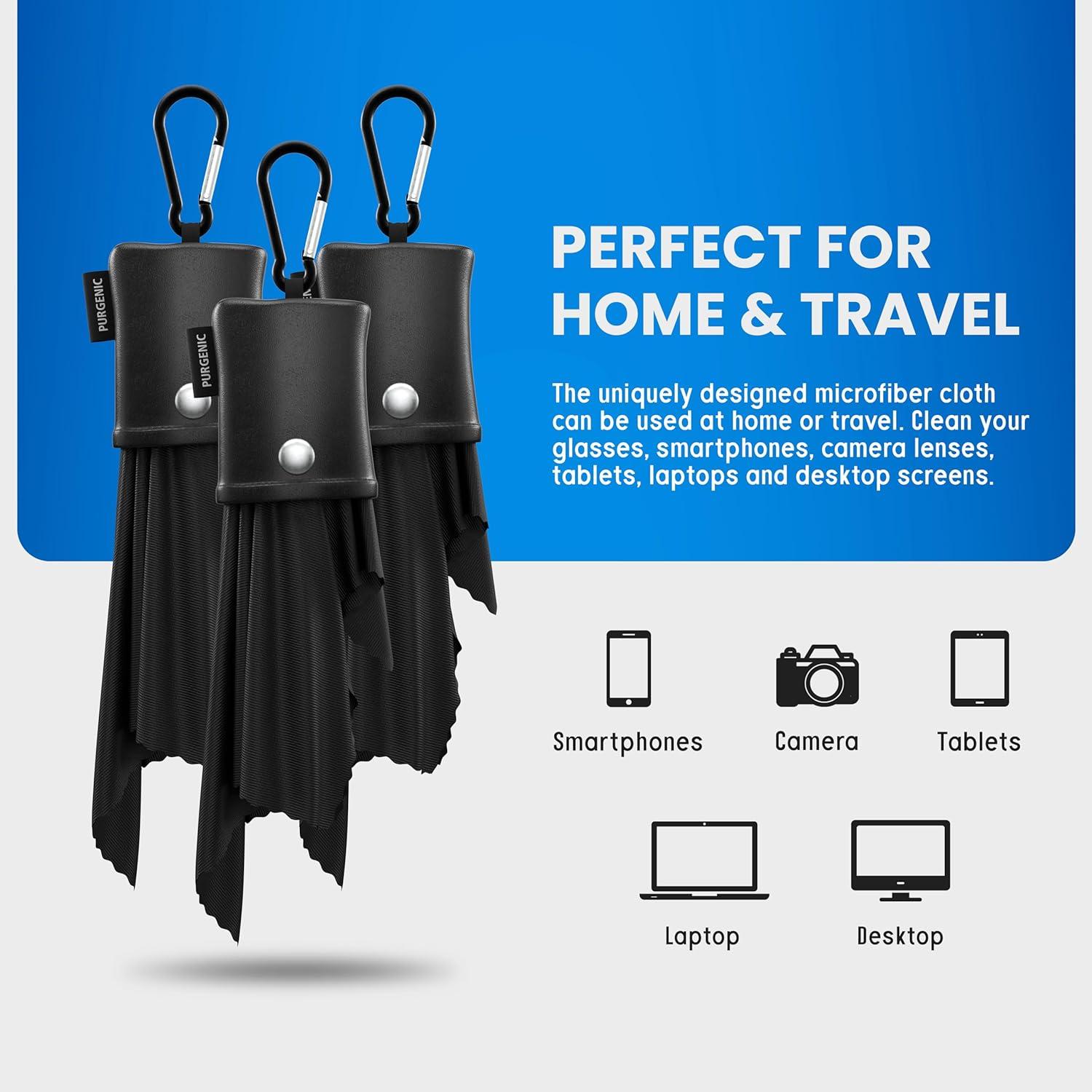 Paño de Microfibra Purgenic 3 Paquetes para Gafas Negro