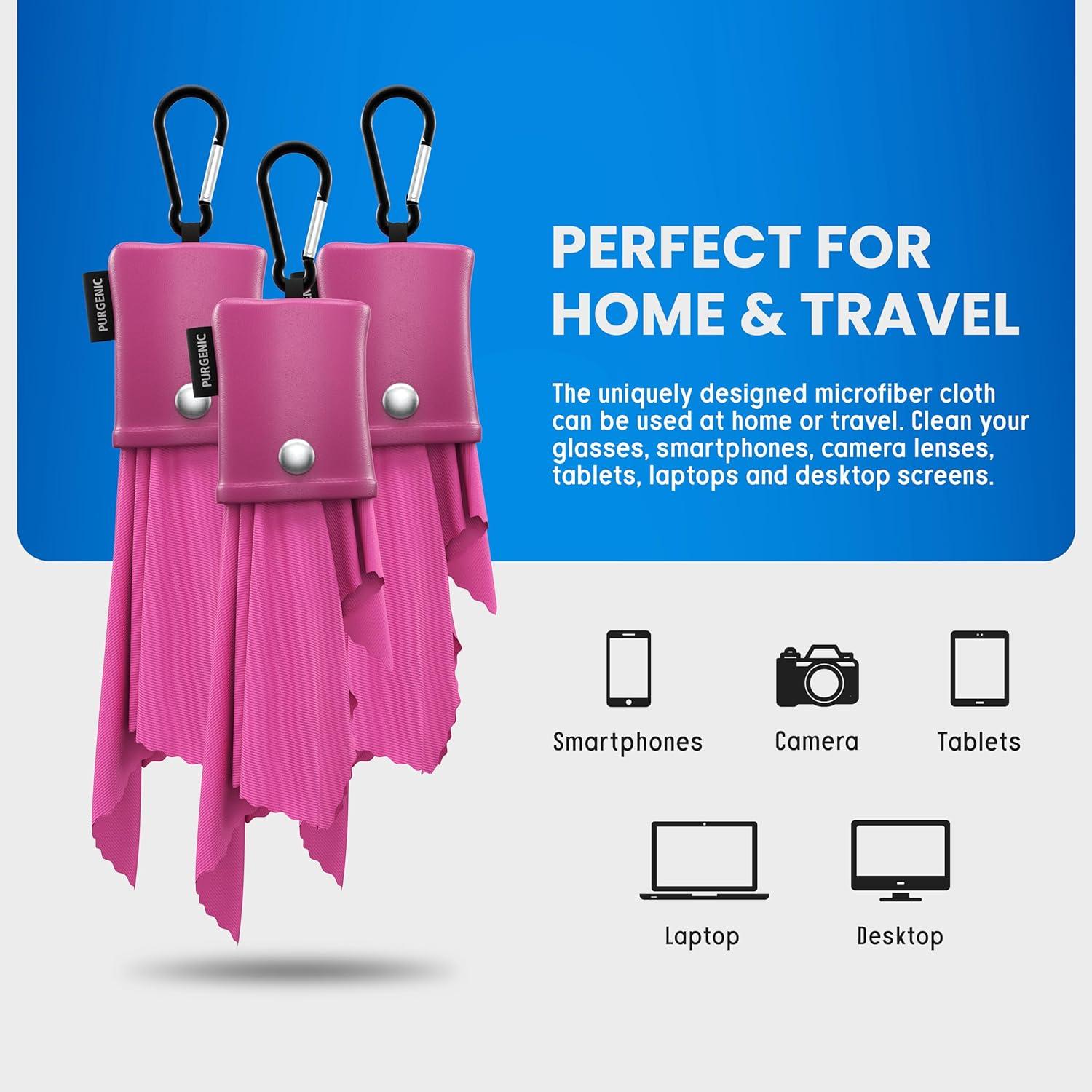 Paño de Microfibra Purgenic 3 Paquetes Rosa para Gafas