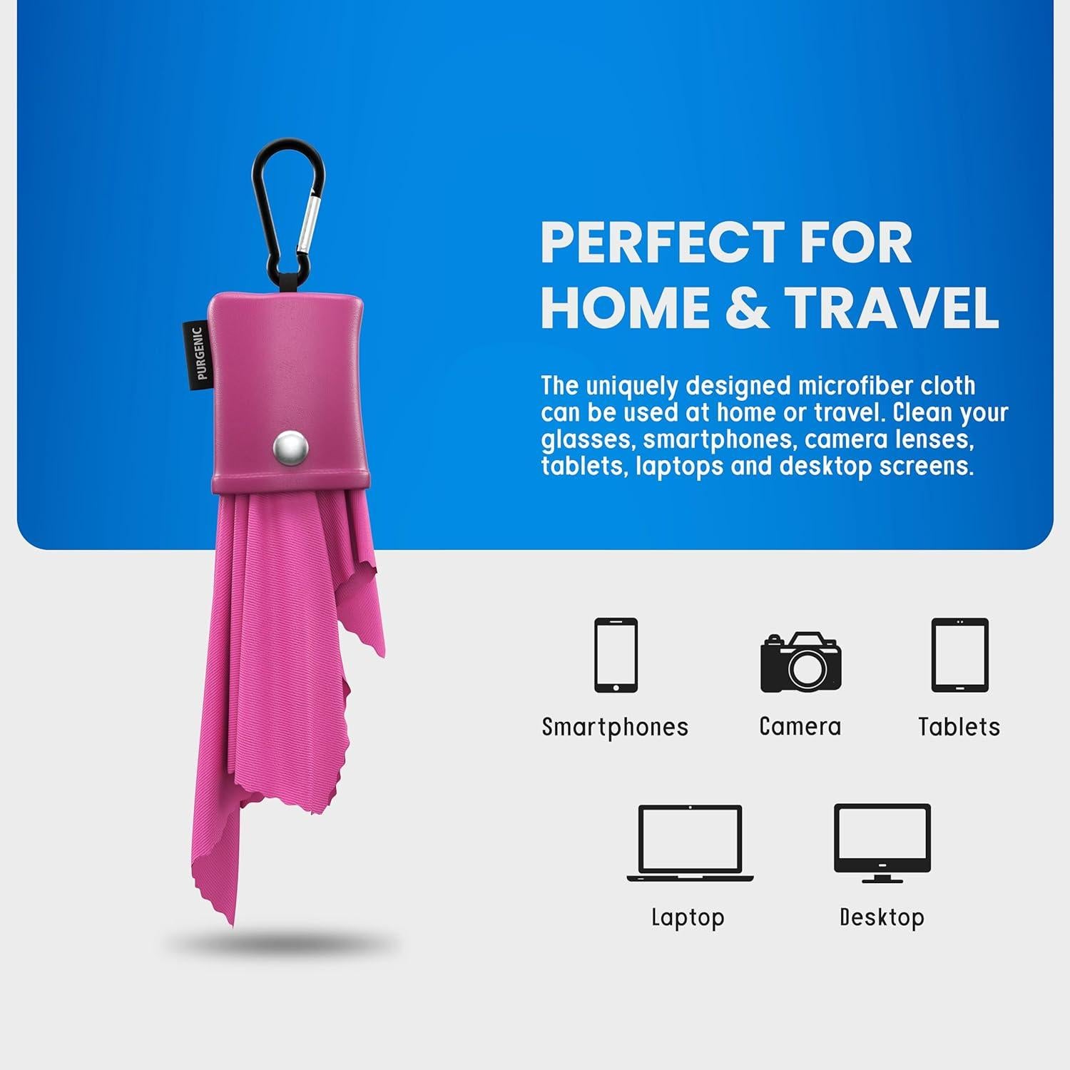 Paño de Microfibra Purgenic para Gafas y Pantallas - Rosa