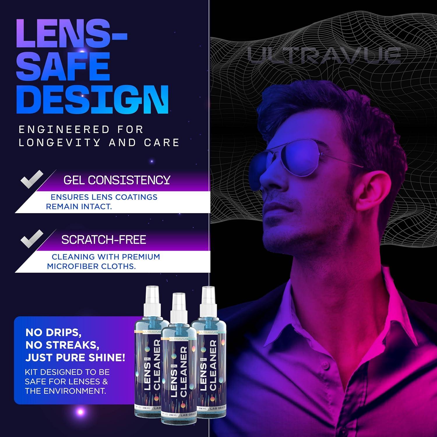 Kit Limpiador de Lentes UltraVue 3 x 29,57 ml + 2 Paños