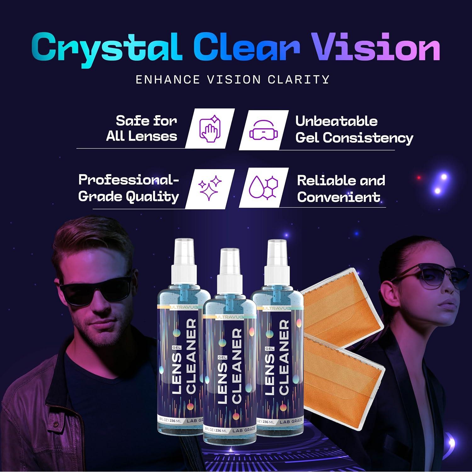 Limpiador de Lentes en Gel UltraVue 236ml + 2 Paños Microfibra