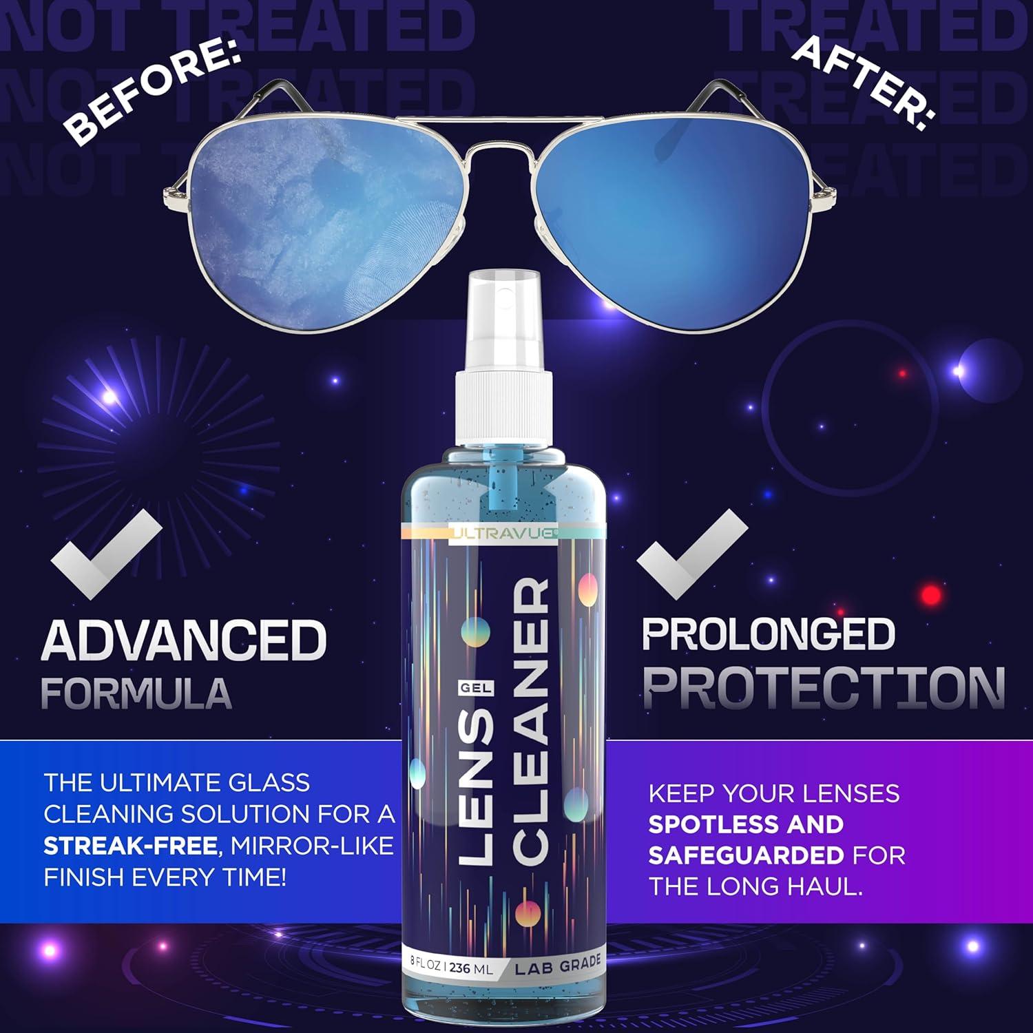 Limpiador de Lentes en Gel UltraVue 236ml + 2 Paños Microfibra