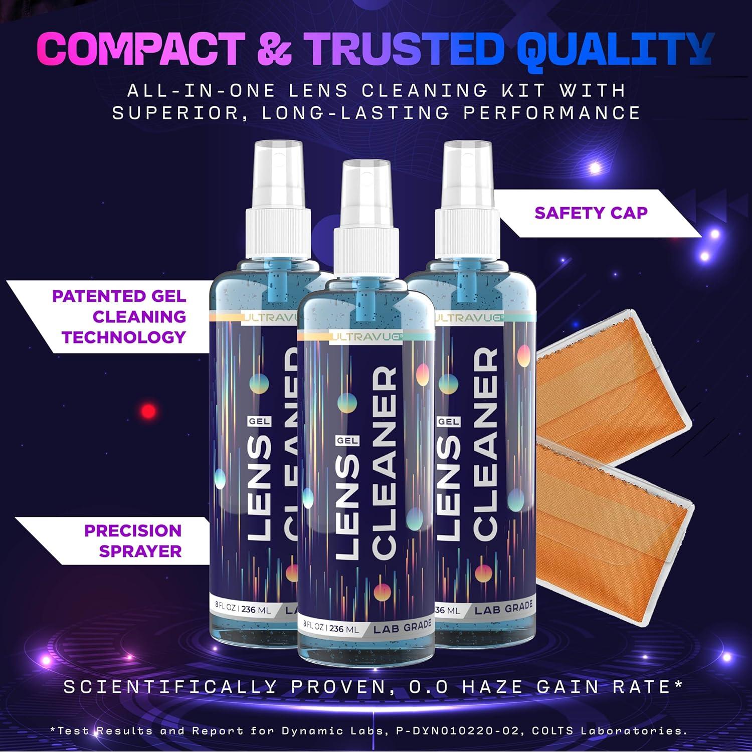 Limpiador de Lentes en Gel UltraVue 236ml + 2 Paños Microfibra