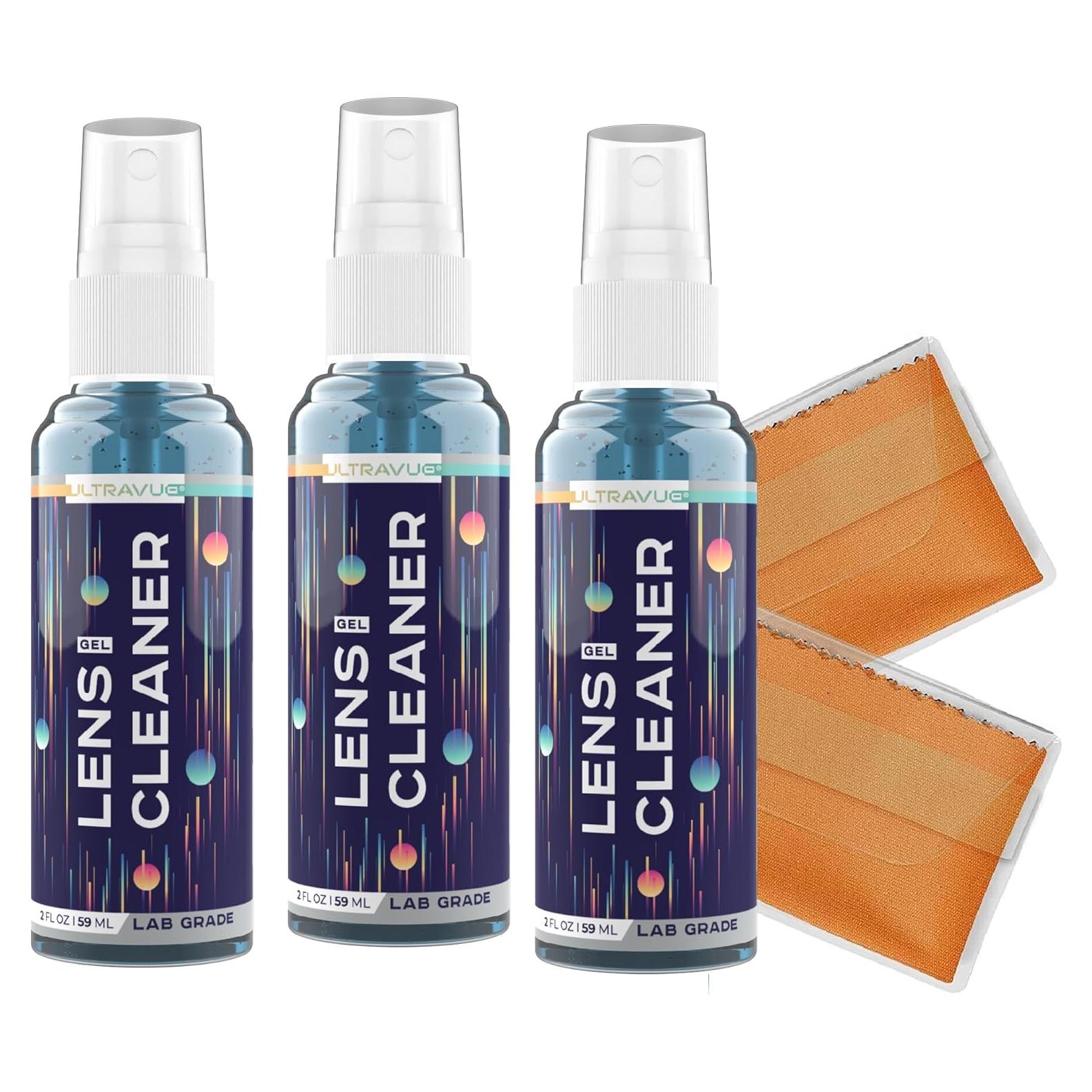 Kit Limpiador de Lentes UltraVue 3 x 60ml + 2 Paños Microfibra