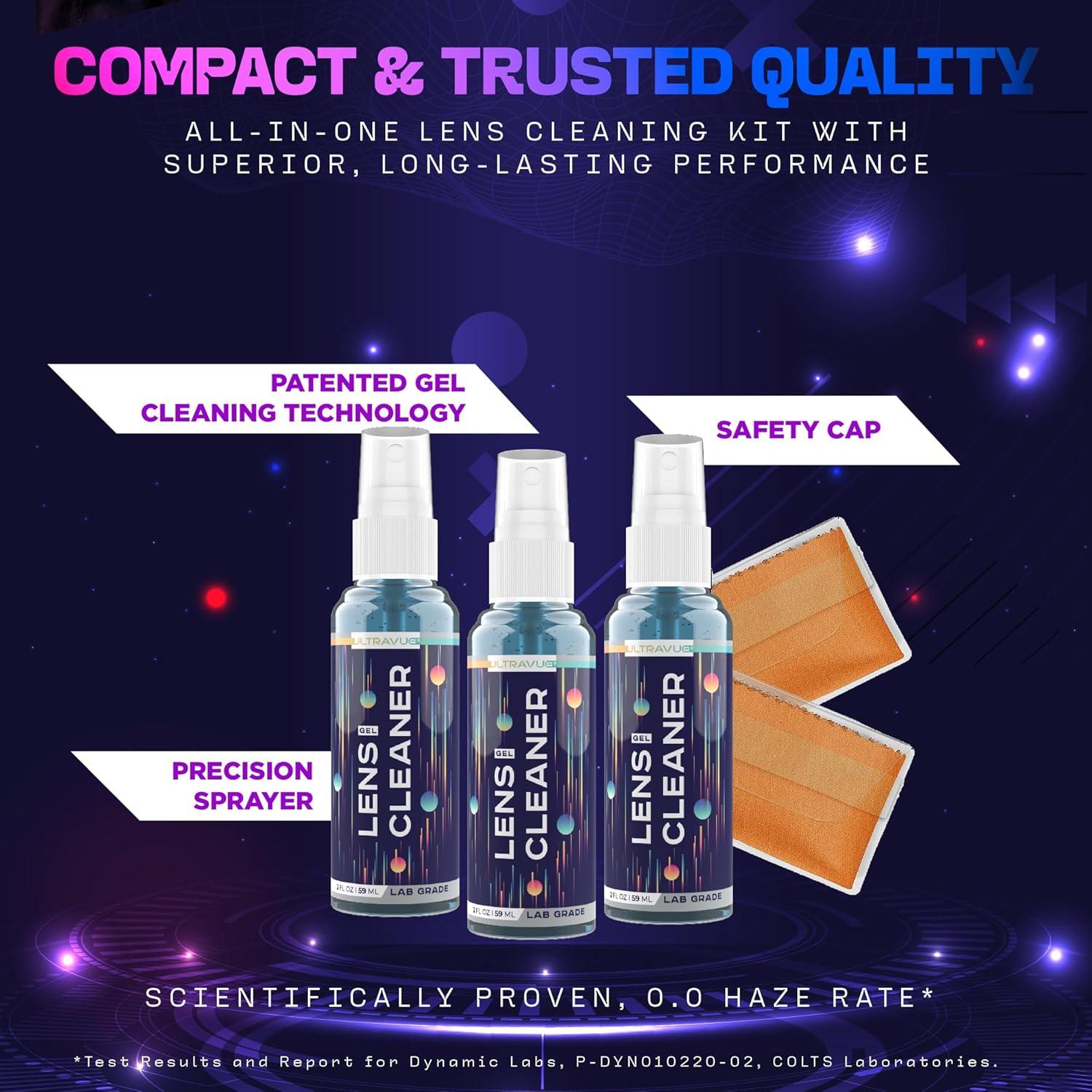 Kit Limpiador de Lentes UltraVue 3 x 60ml + 2 Paños Microfibra