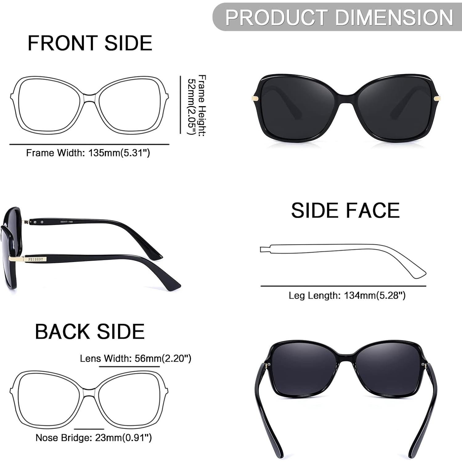 Gafas de Sol FEISEDY Cuadradas Polarizadas UV400 para Damas