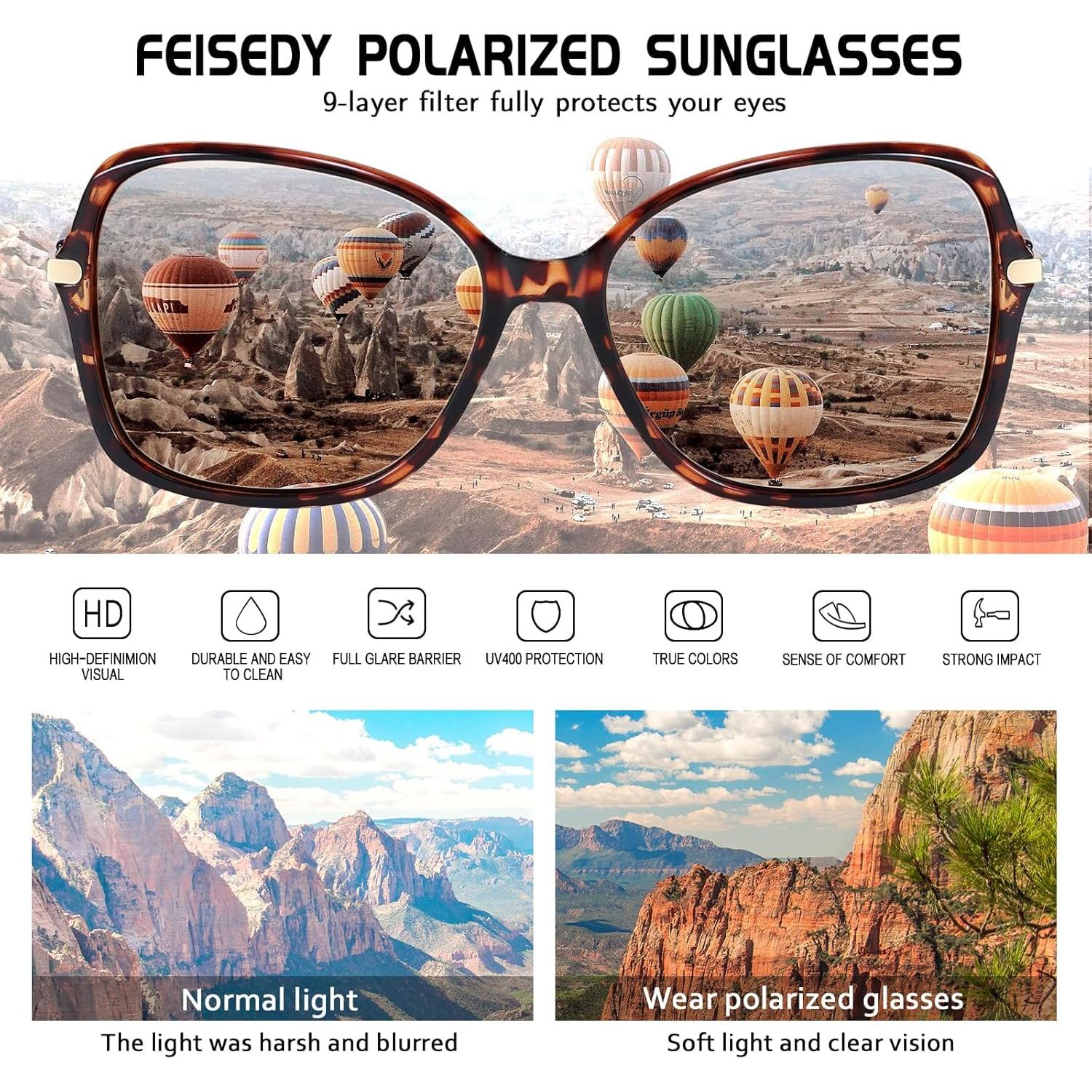Gafas de Sol FEISEDY Ovaladas Polarizadas UV400 para Damas