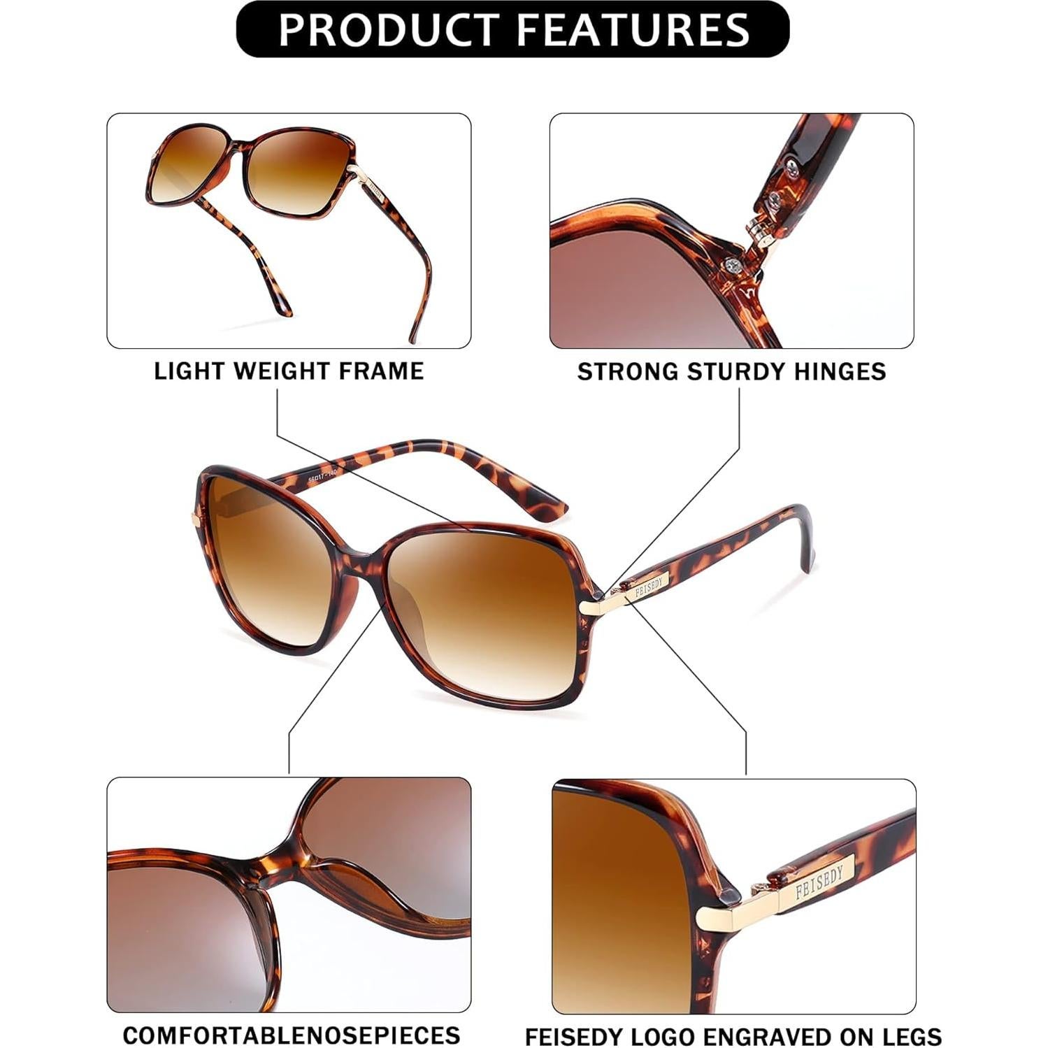 Gafas de Sol FEISEDY Ovaladas Polarizadas UV400 para Damas