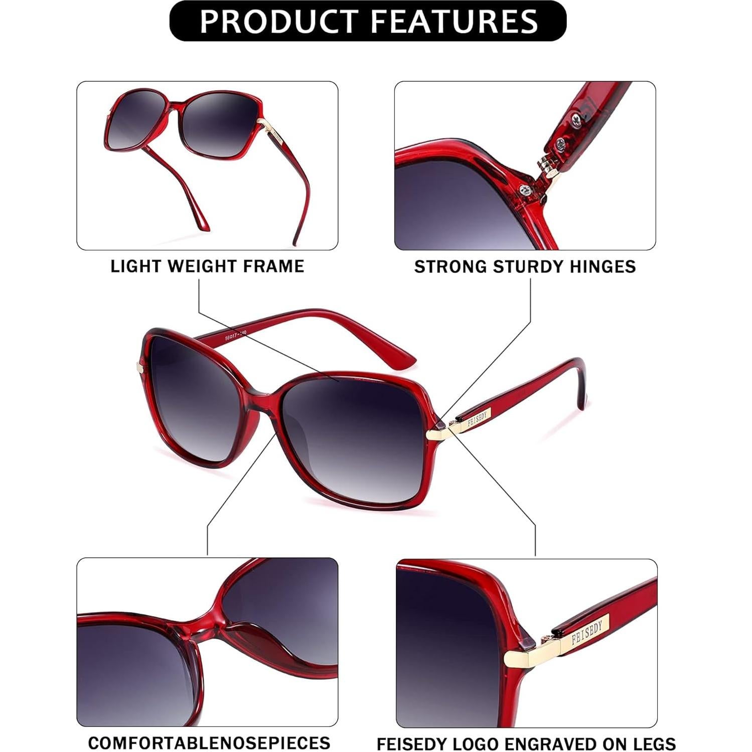 Gafas de Sol FEISEDY Ovaladas Polarizadas UV400 para Mujeres