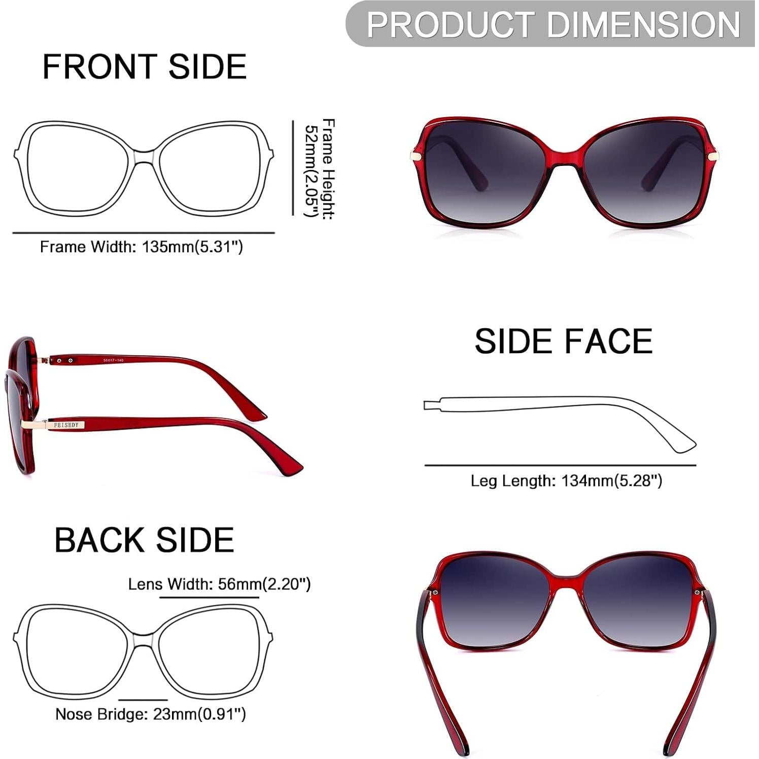 Gafas de Sol FEISEDY Ovaladas Polarizadas UV400 para Mujeres