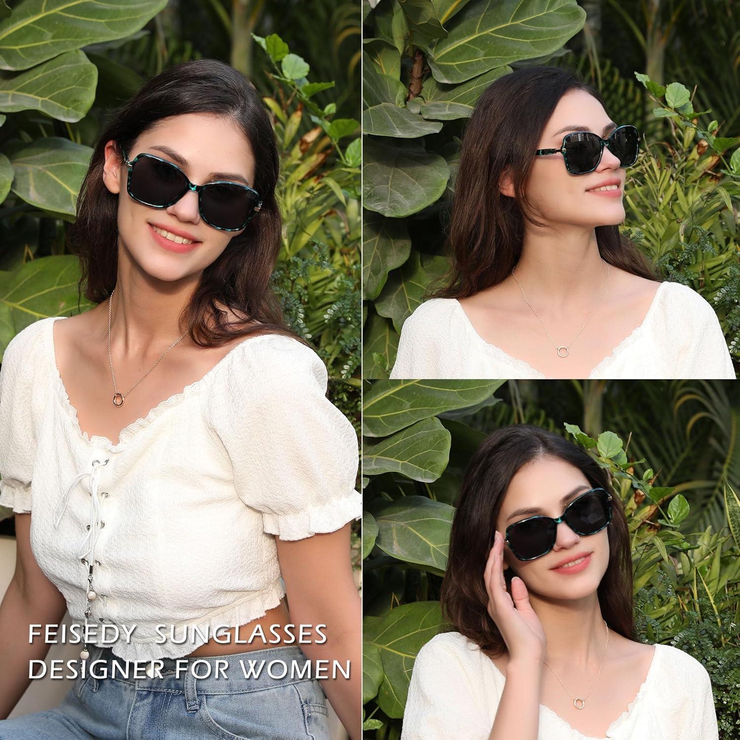 Gafas de Sol FEISEDY Cuadradas Polarizadas UV400 Mujeres