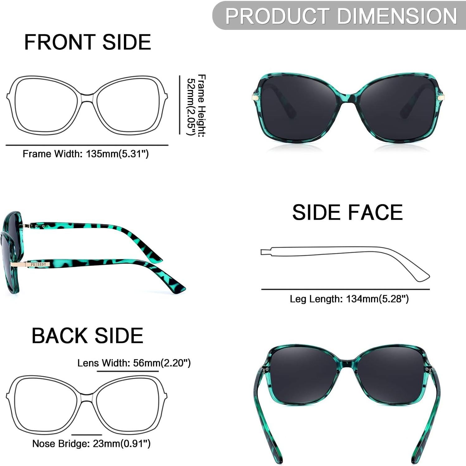 Gafas de Sol FEISEDY Cuadradas Polarizadas UV400 Mujeres