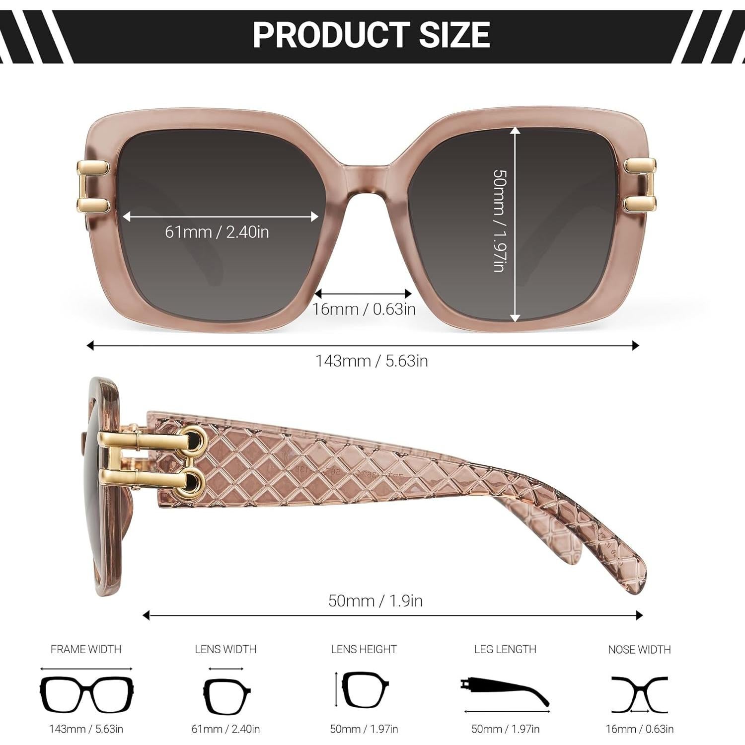 Gafas de sol JM Vintage cuadradas polarizadas UV 54mm