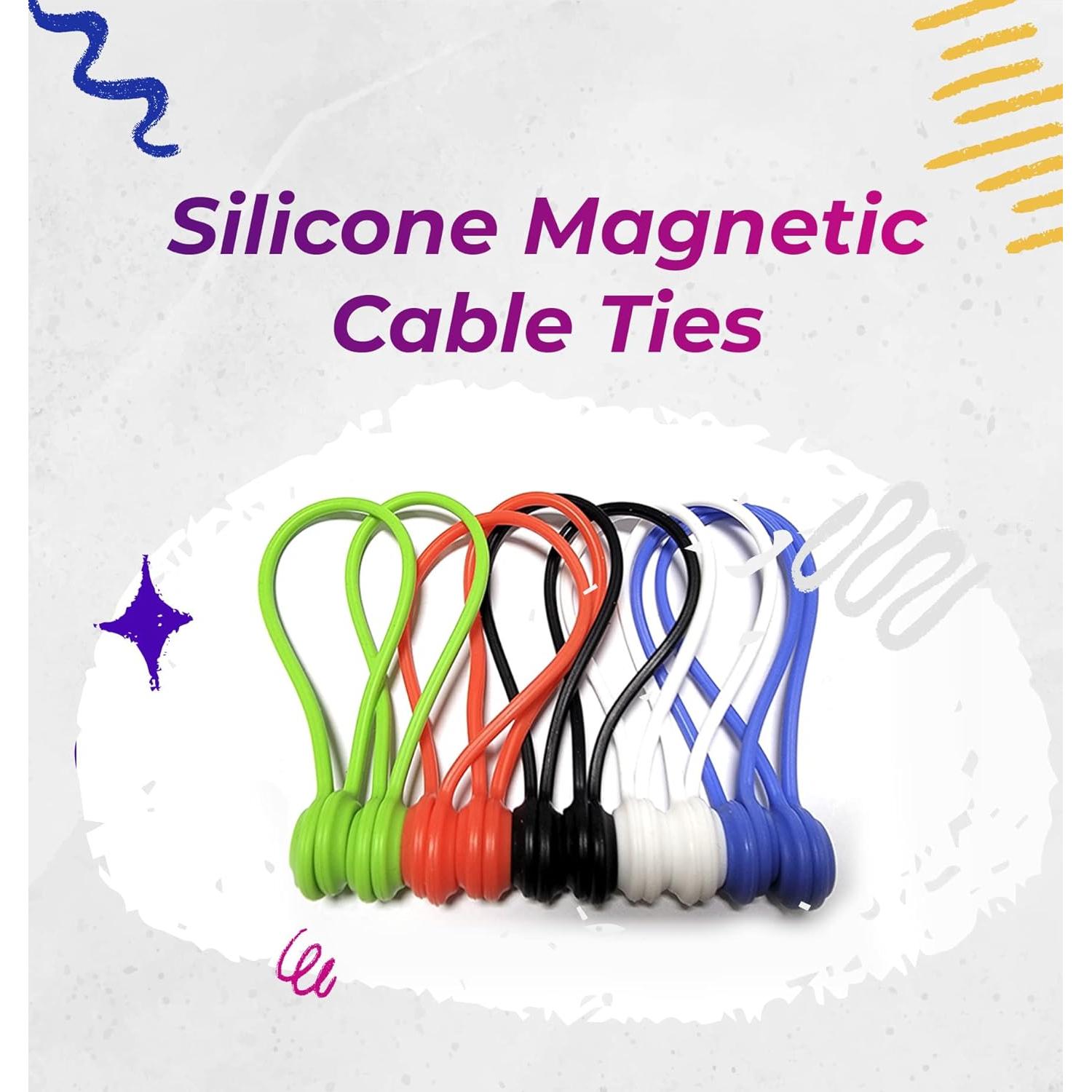20 Sujetadores Magnéticos LORDTRONICS de Silicona para Cables