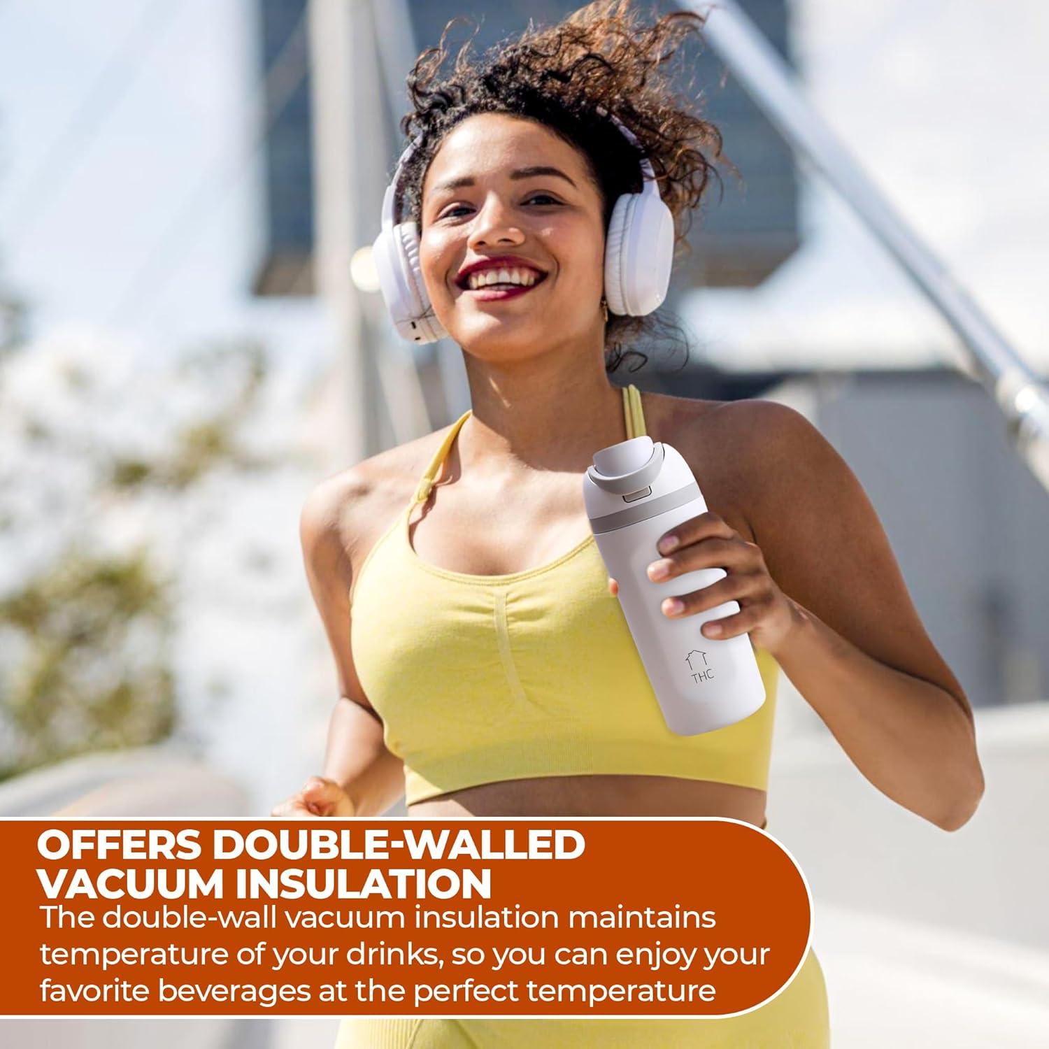 Botella de Agua THC 591 ml Acero Inoxidable Doble Pared