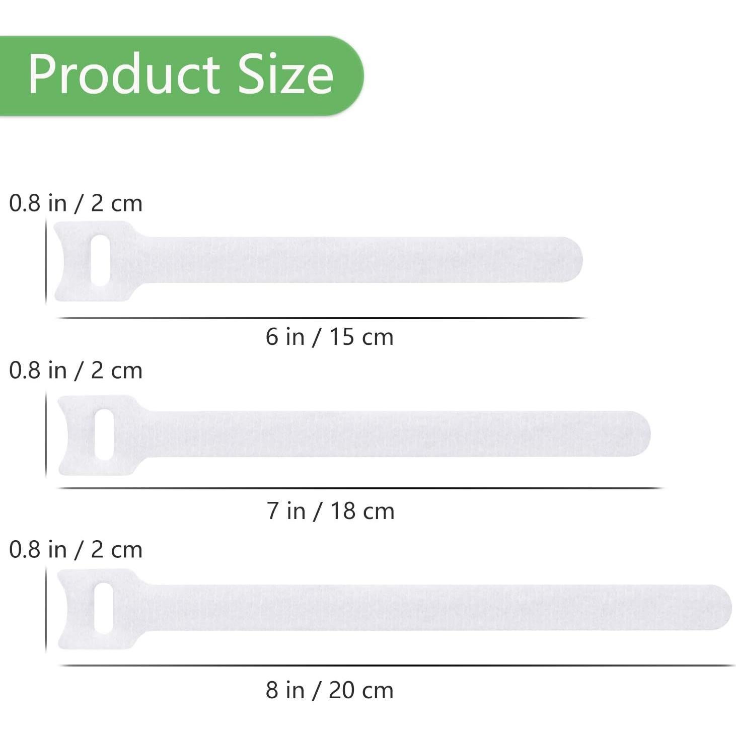 Bridas Reutilizables PASOW 60pcs Microfibra 15/18/20 cm Blanco