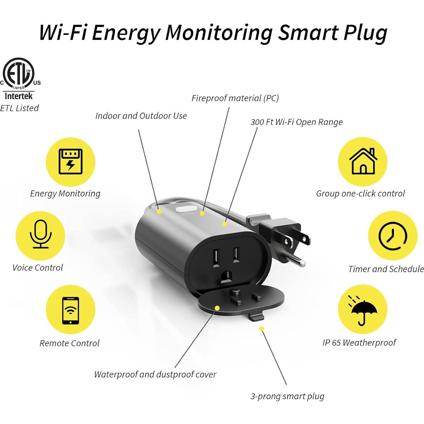 Enchufe Inteligente Exterior Minoston IP65 15A WiFi Control