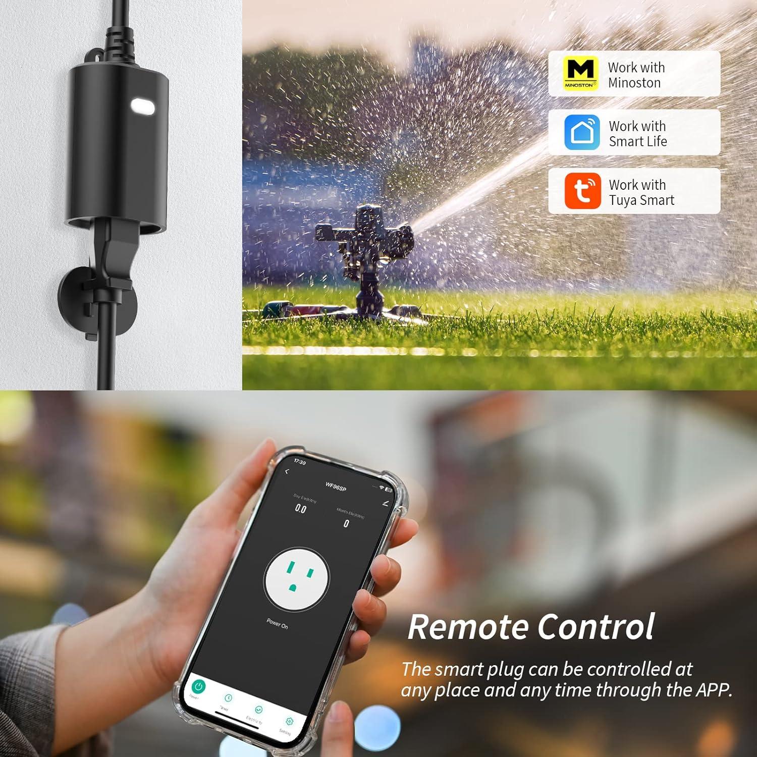 Enchufe Inteligente Exterior Minoston IP65 15A WiFi Control