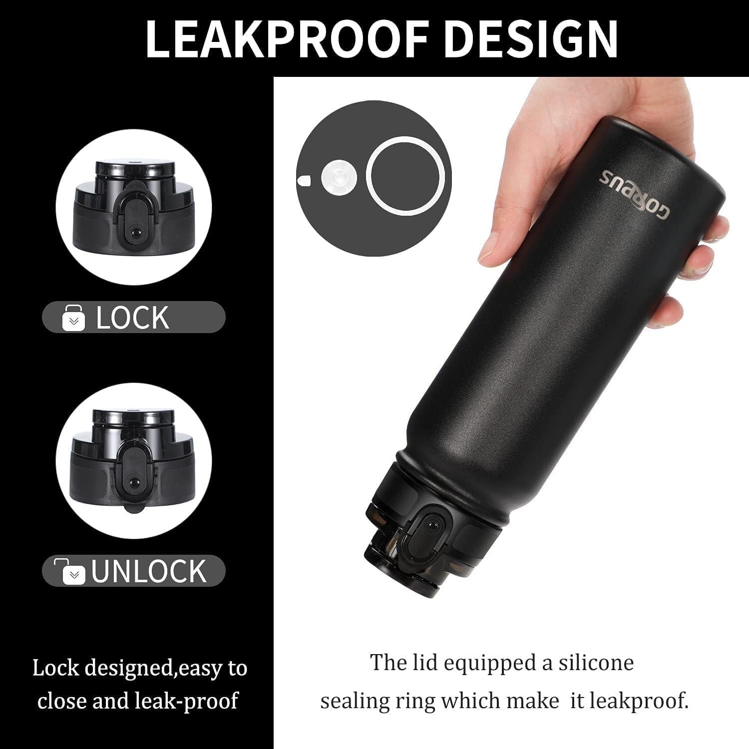 Botella de Agua Aislada GOPPUS 600 ml con Tapa de Popote