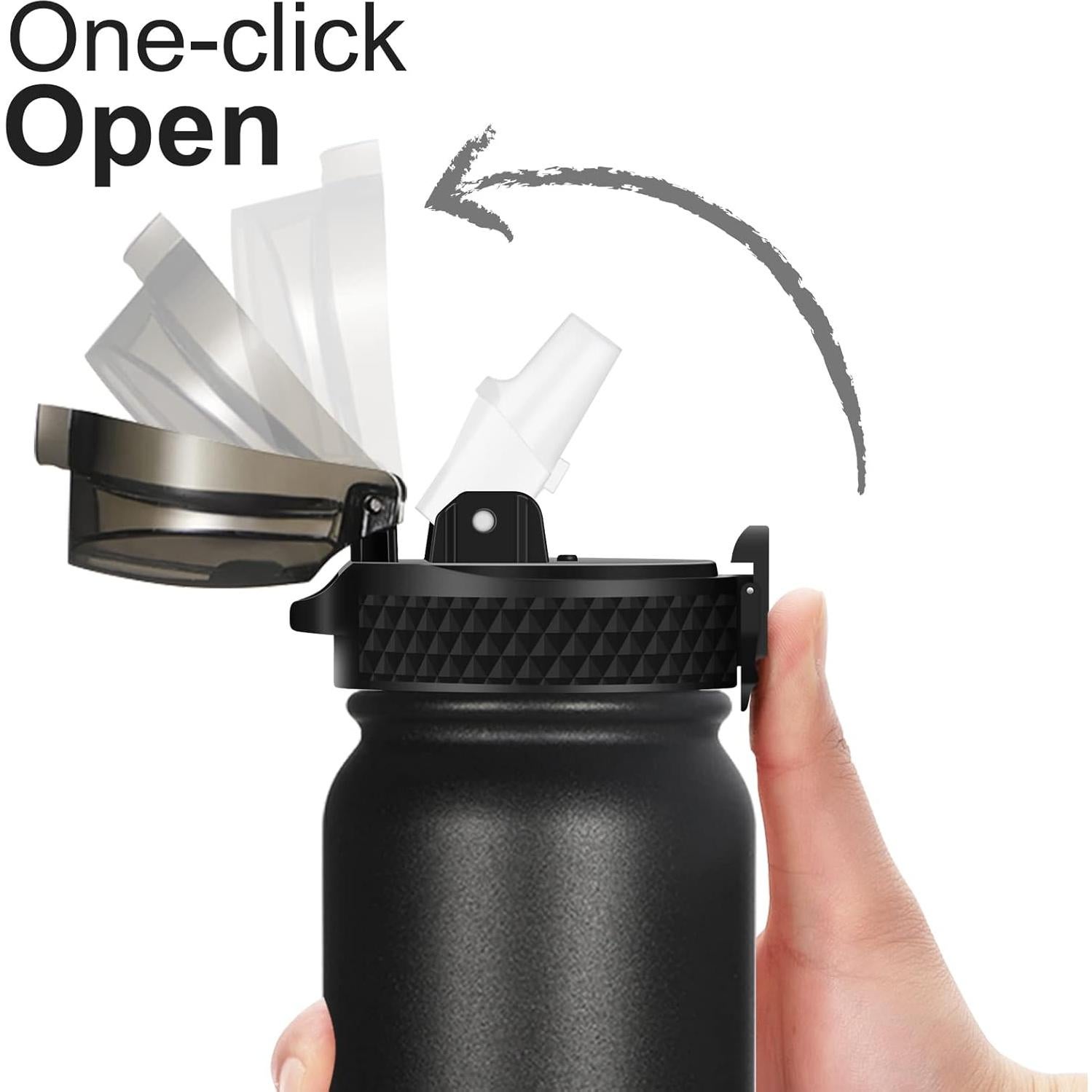 Botella de Agua Aislada GOPPUS 600 ml con Tapa de Popote