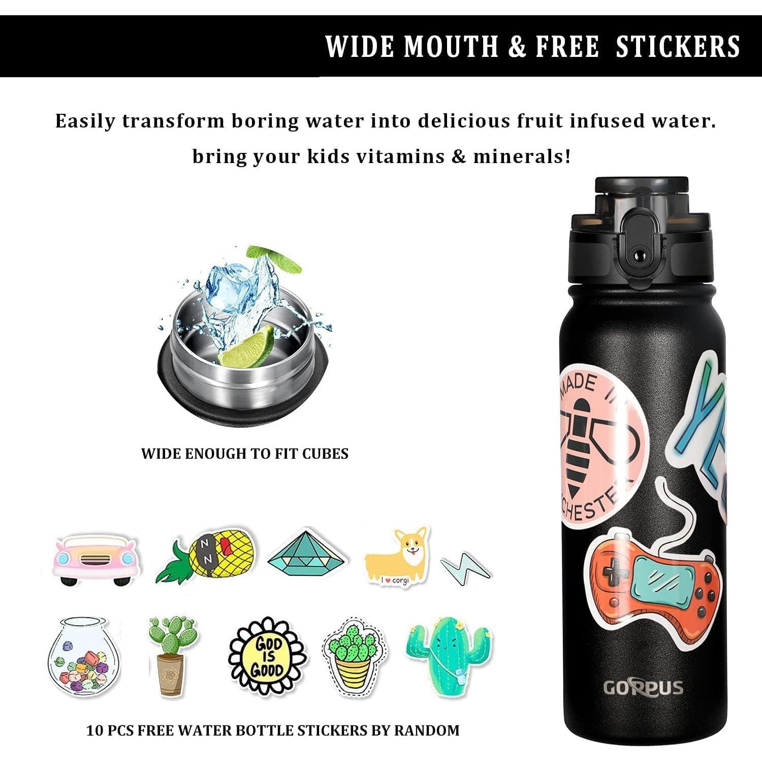 Botella de Agua Aislada GOPPUS 600 ml con Tapa de Popote