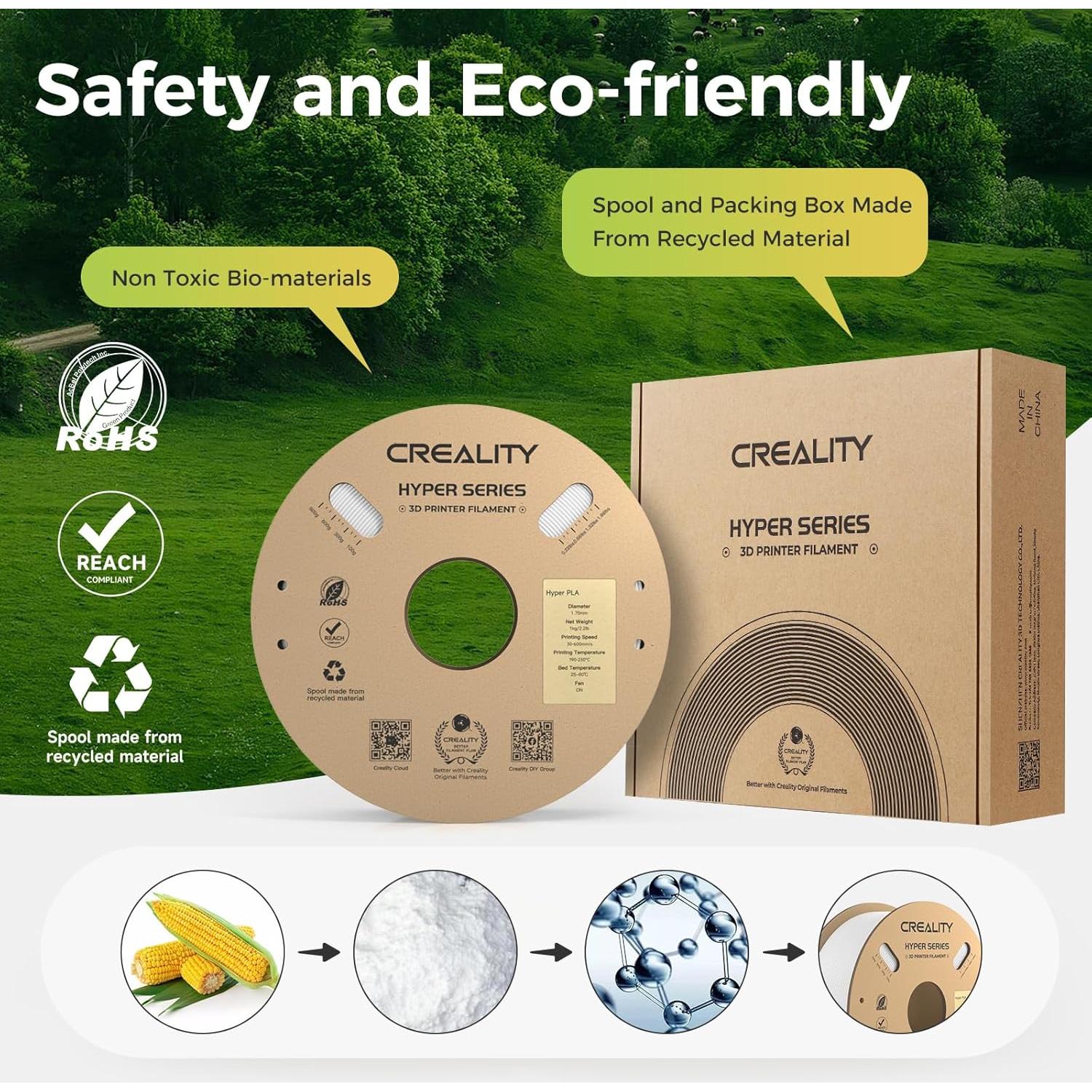 Filamento 3D Creality Hyper PLA 1.75mm Blanco 0.91kg