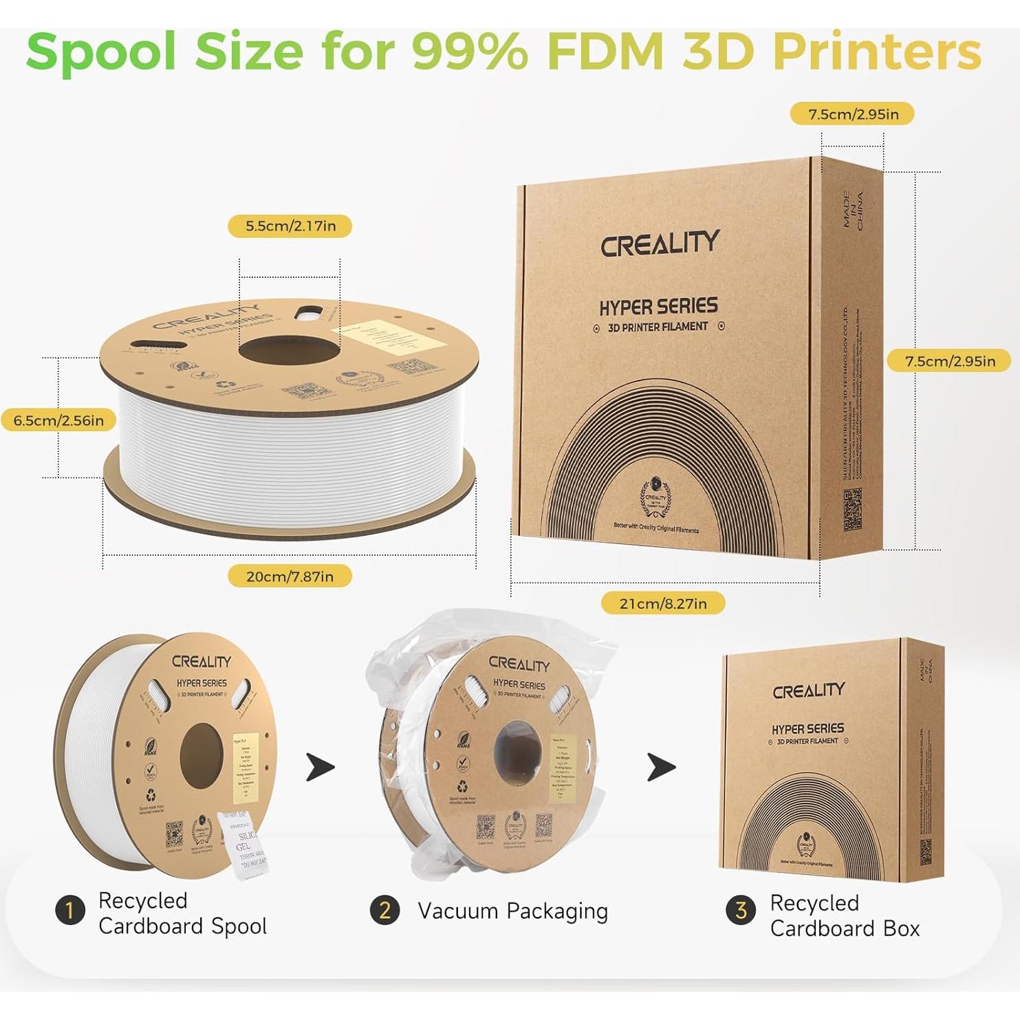 Filamento 3D Creality Hyper PLA 1.75mm Blanco 0.91kg