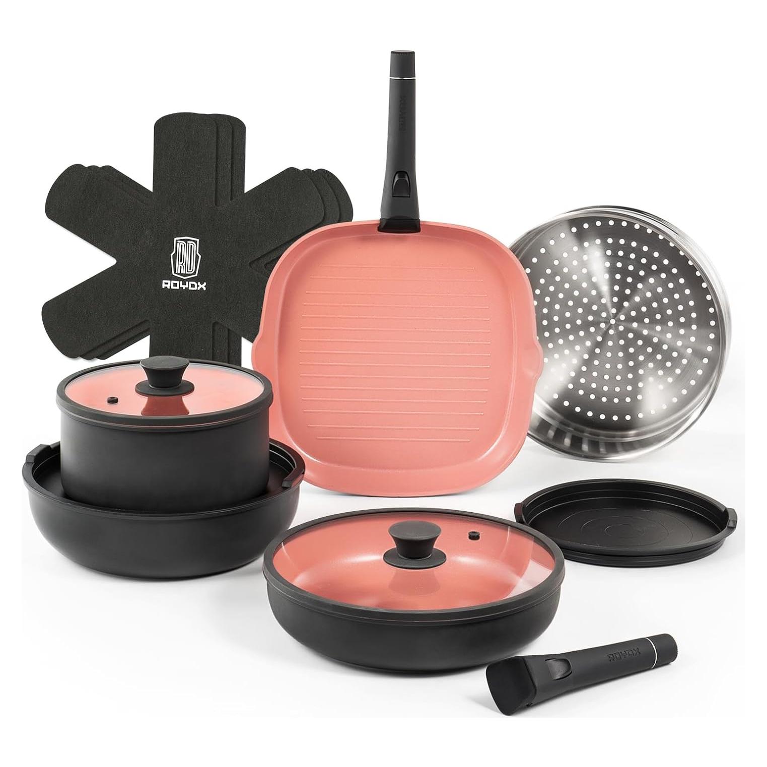 Juego de Ollas y Sartenes ROYDX 14 Piezas Antiadherente