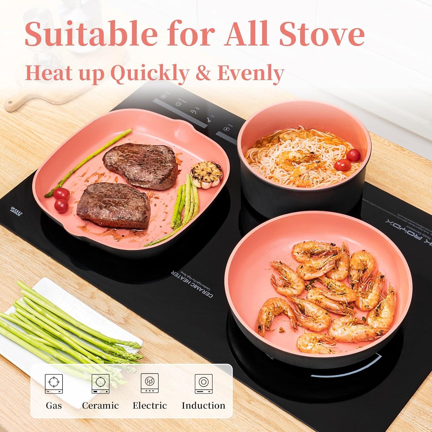 Juego de Ollas y Sartenes ROYDX 14 Piezas Antiadherente