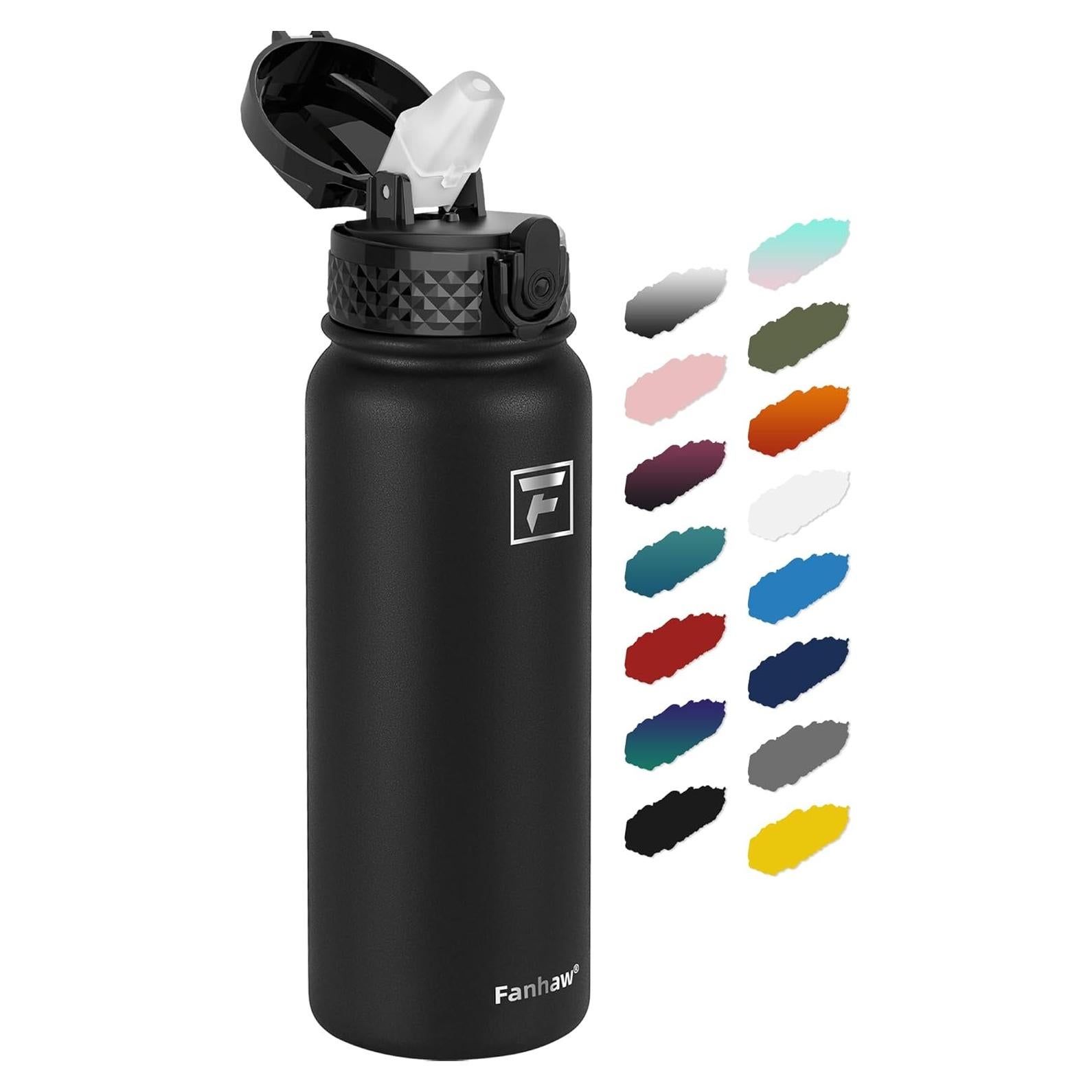 Botella de Agua Fanhaw 600 ml Acero Inoxidable Aislada Negra