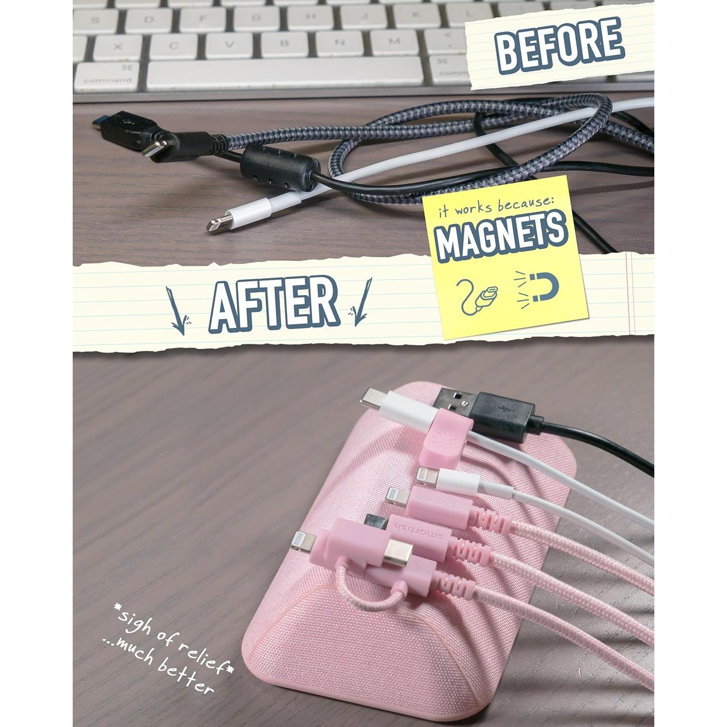 Soporte Magnético para Cables Smartish - Organizador Grande Rosa